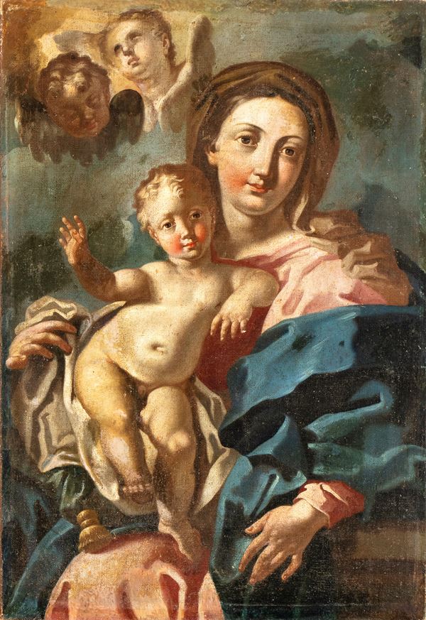 Scuola napoletana, XVIII secolo - Virgin with Child and Angels