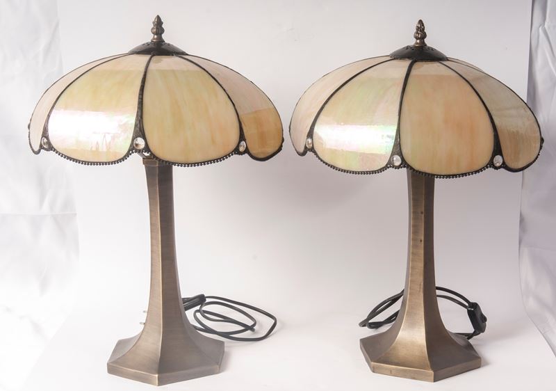 Coppia di Abat Jour in Ottone e Resina