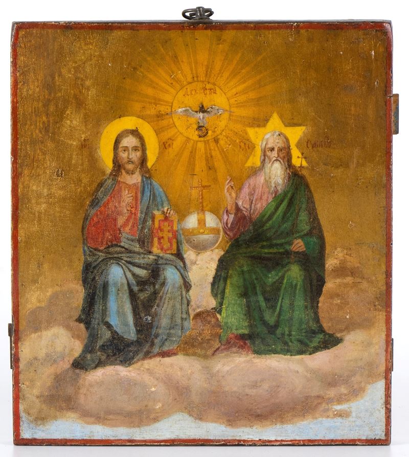 Icona russa, La Santissima Trinità, tempera su tavola (XIX secolo)