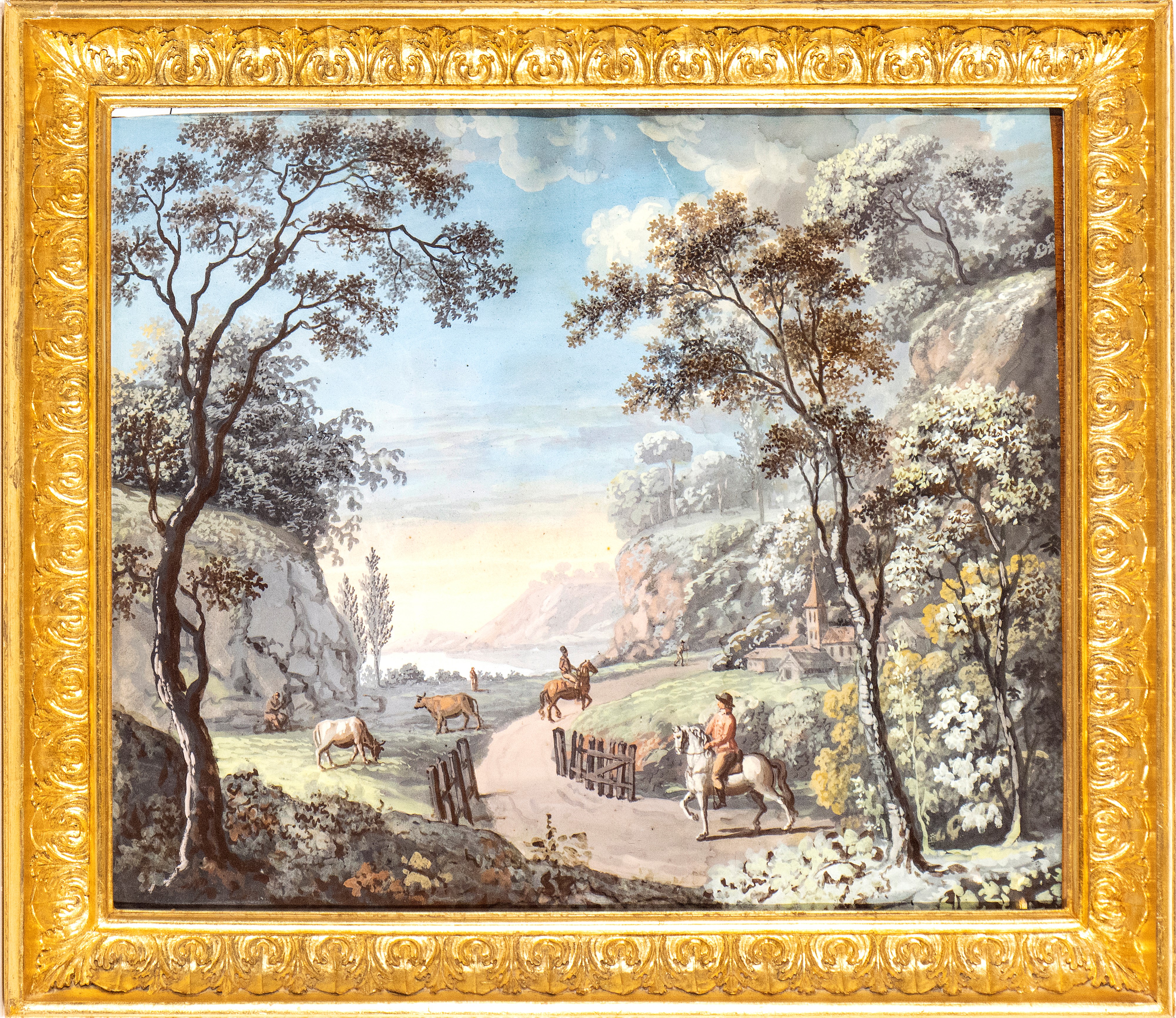 Giuseppe Bernardino Bison - A) Paesaggio con Due Cavalieri, Armenti ed Edifici; B) Paesaggio Fluv...