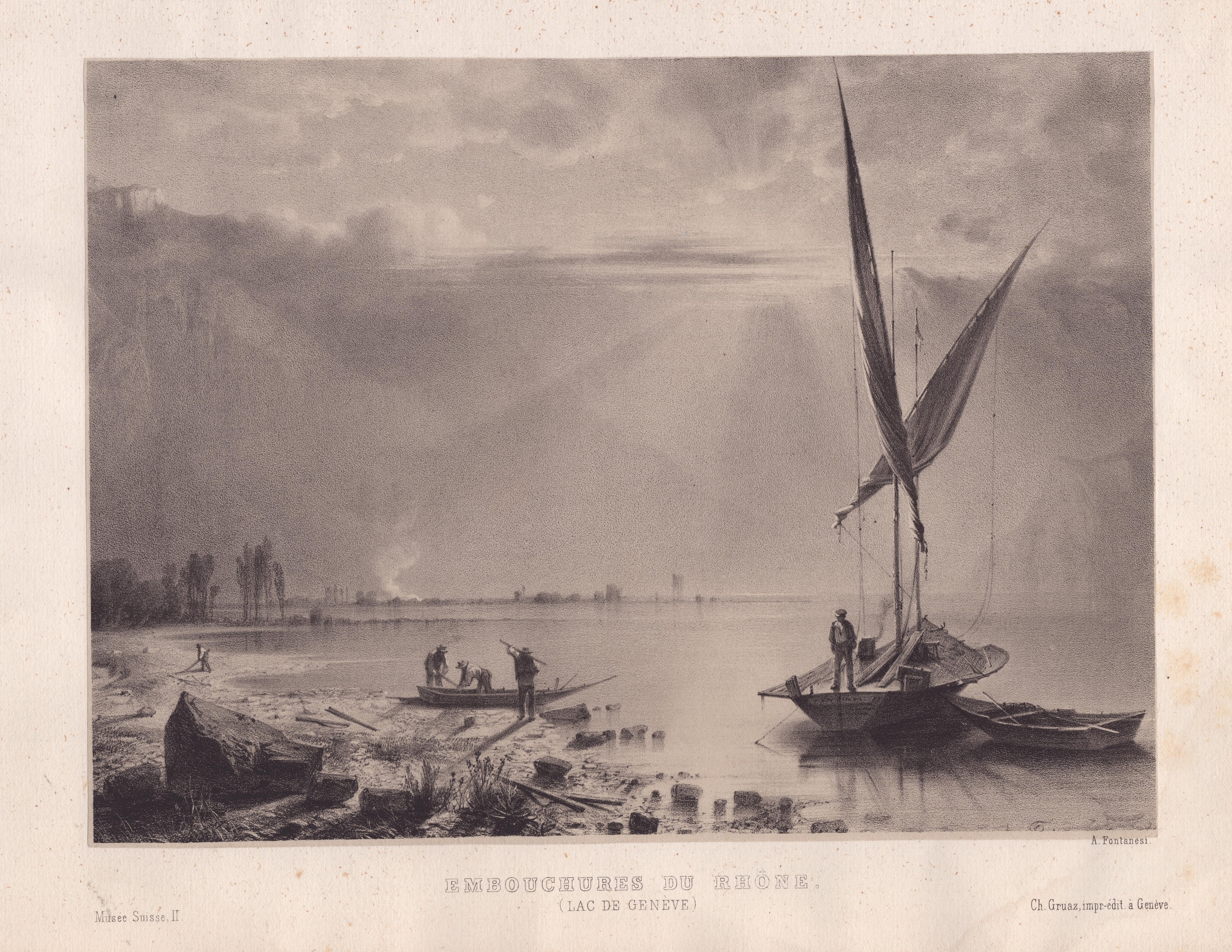 Antonio Fontanesi - Embouchures De Rhone | a' Saint-gingolph (lac De Genève)