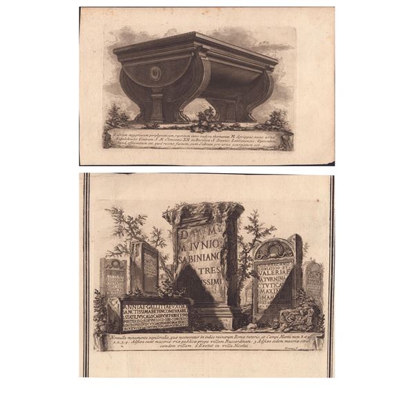 Giovanni Battista Piranesi - Labrum aegyptiacum porphyreticum... | Nonnulla monumenta sepulcralia...