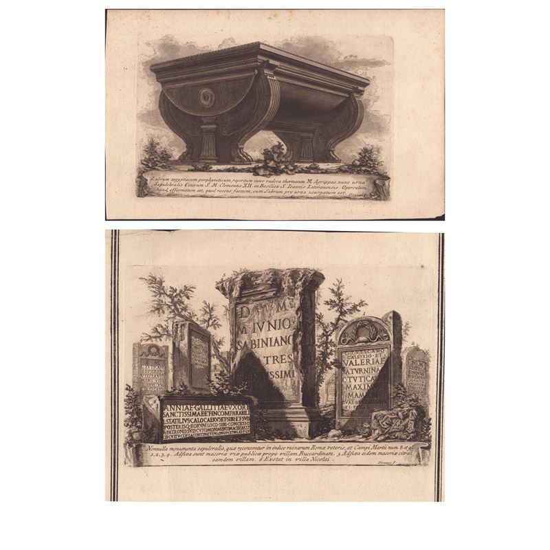 Giovanni Battista Piranesi - Labrum Aegyptiacum Porphyreticum... | Nonnulla Monumenta Sepulcralia...