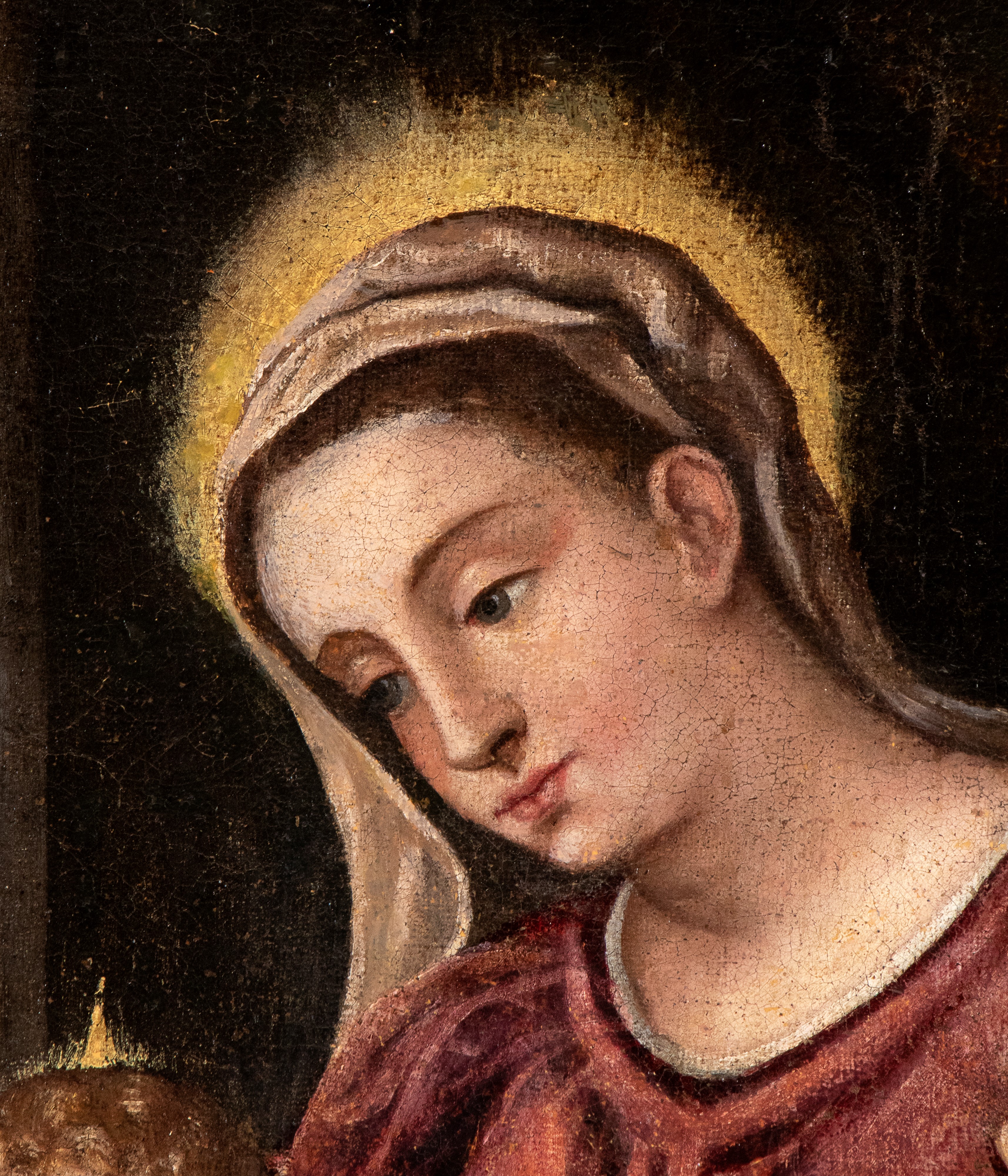 Artista Veneziano, XVI Secolo - Sacra Famiglia con San Giovannino