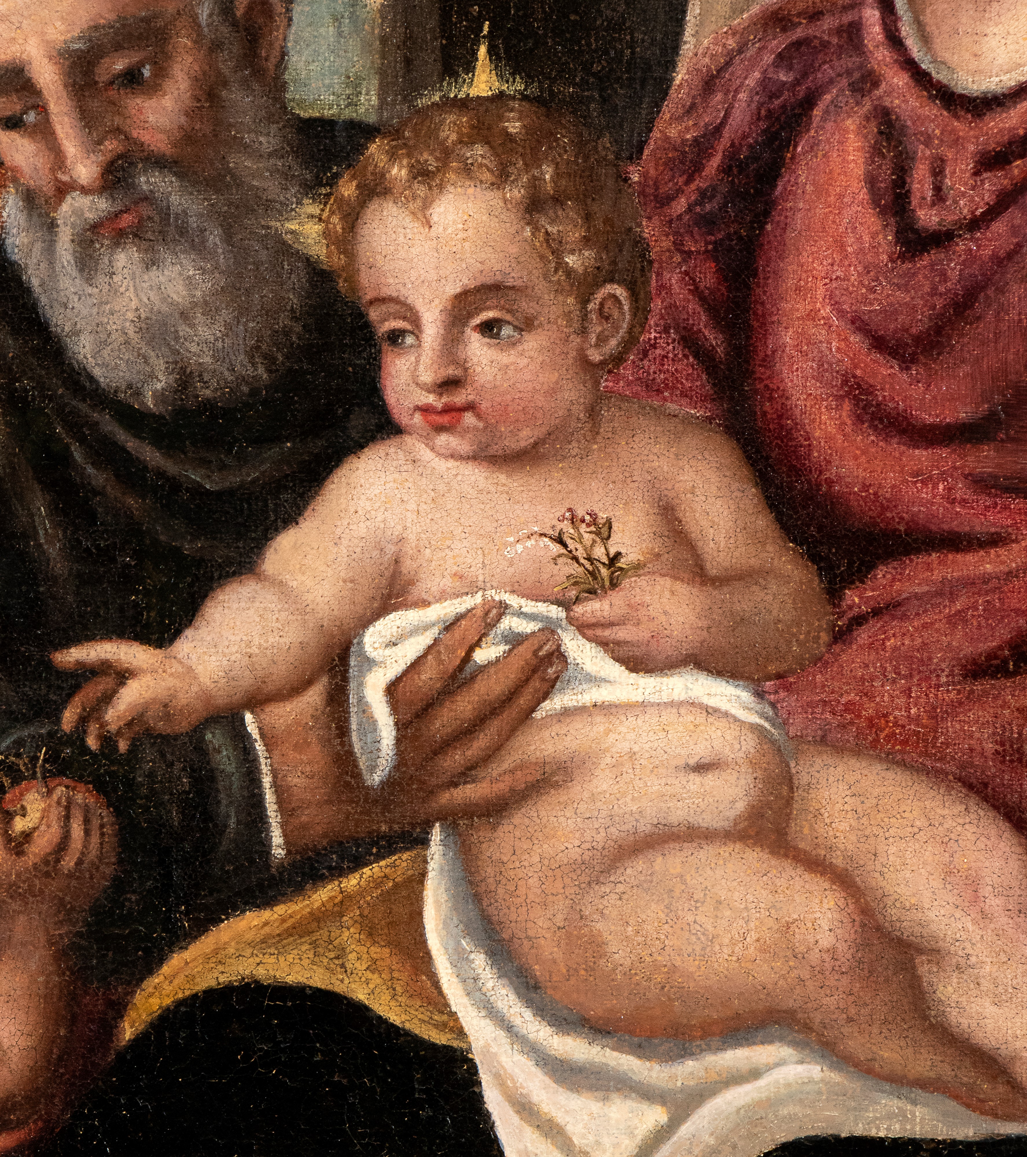 Artista Veneziano, XVI Secolo - Sacra Famiglia con San Giovannino