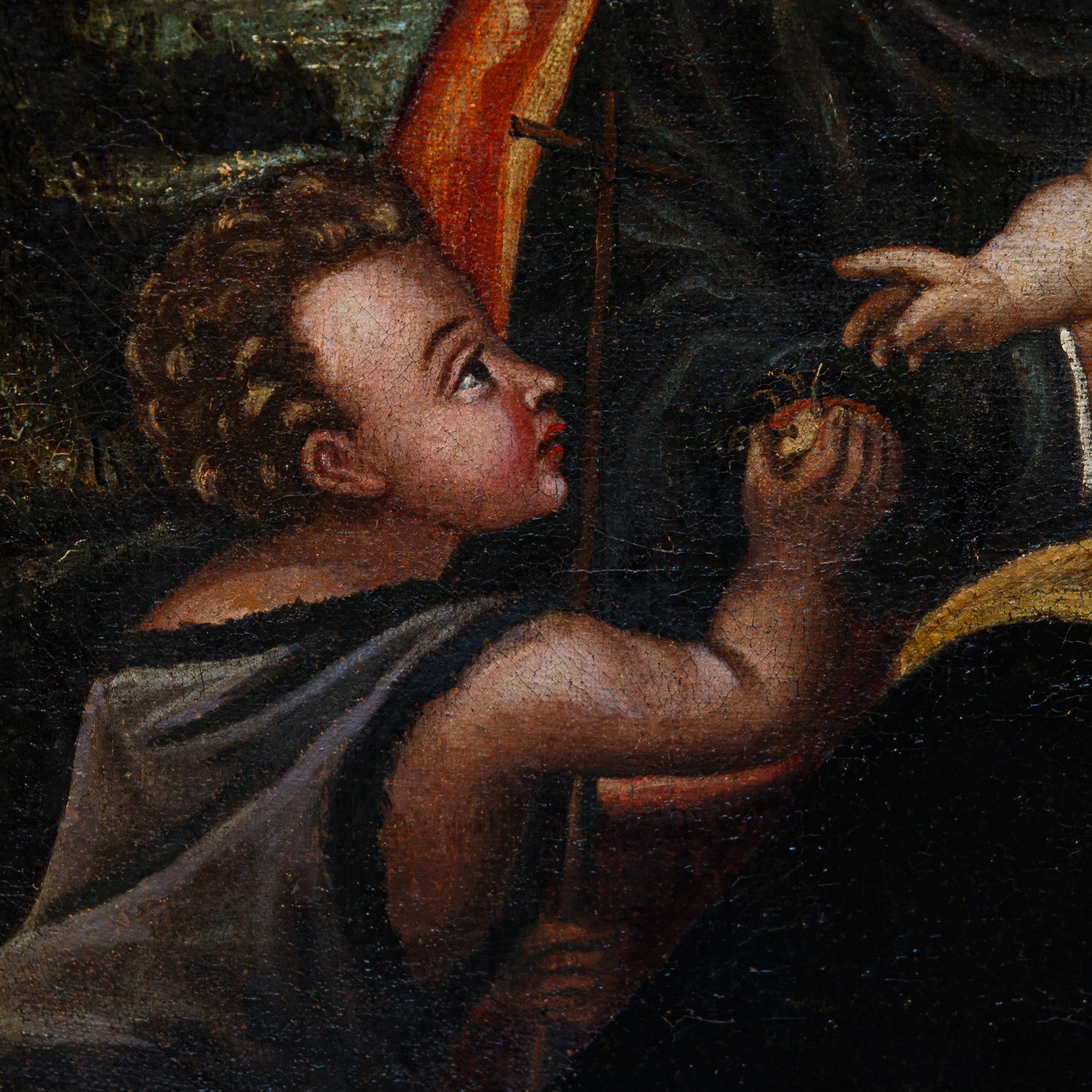 Artista Veneziano, XVI Secolo - Sacra Famiglia con San Giovannino