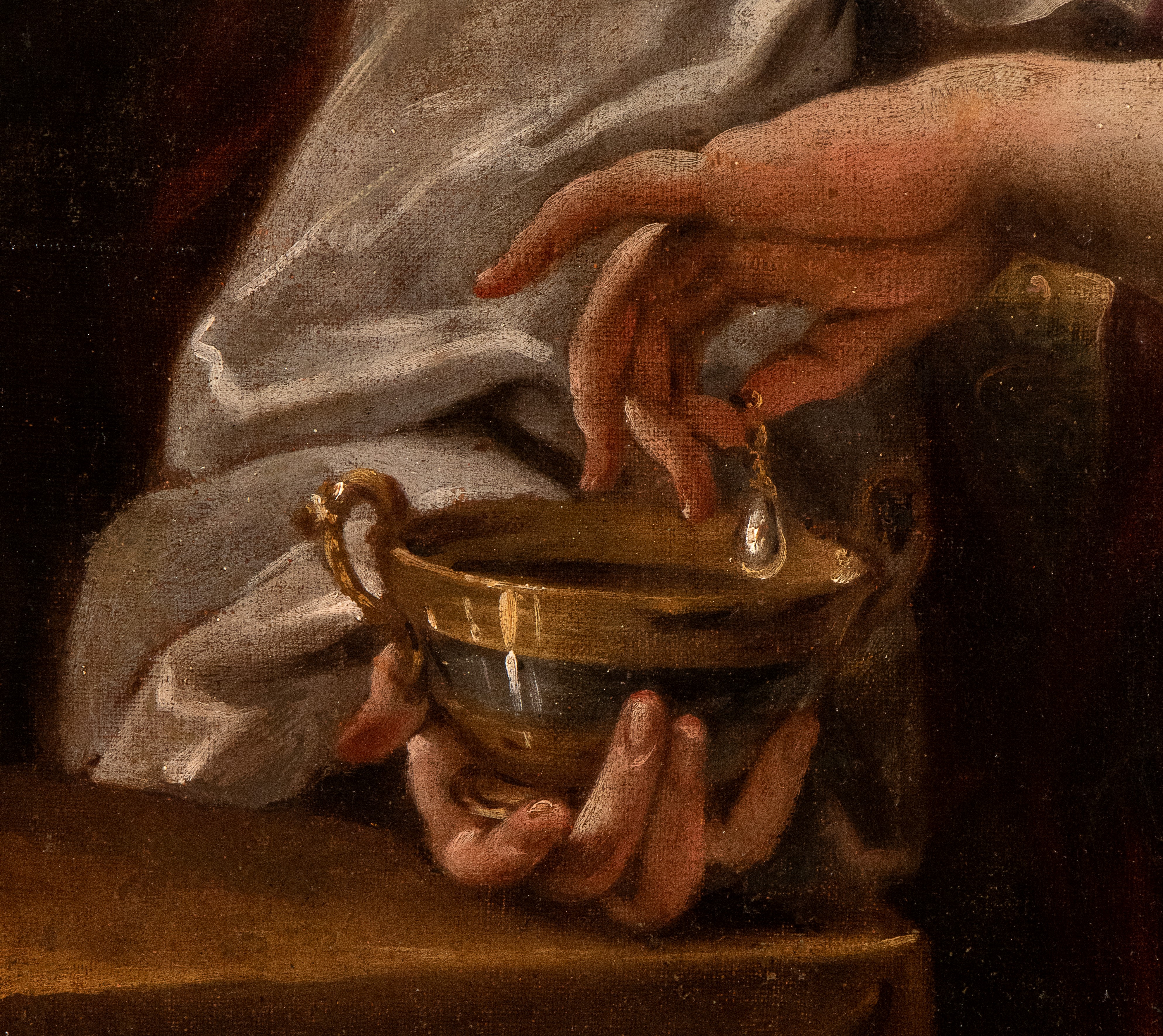 Artista Attivo a Roma, Fine XVII - Inizio XVIII Secolo - Cleopatra Scioglie L'orecchino di Perla ...