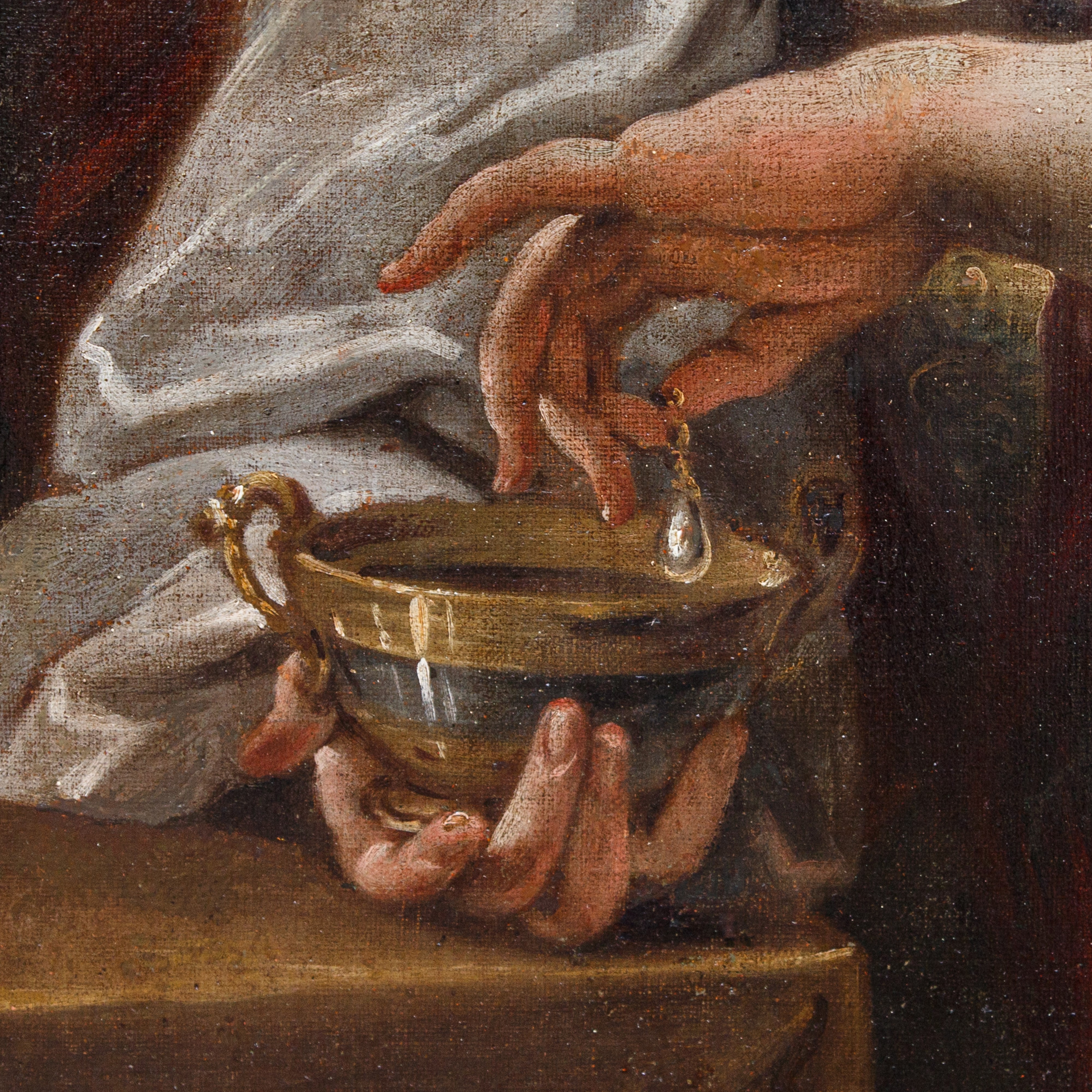 Artista Attivo a Roma, Fine XVII - Inizio XVIII Secolo - Cleopatra Scioglie L'orecchino di Perla ...