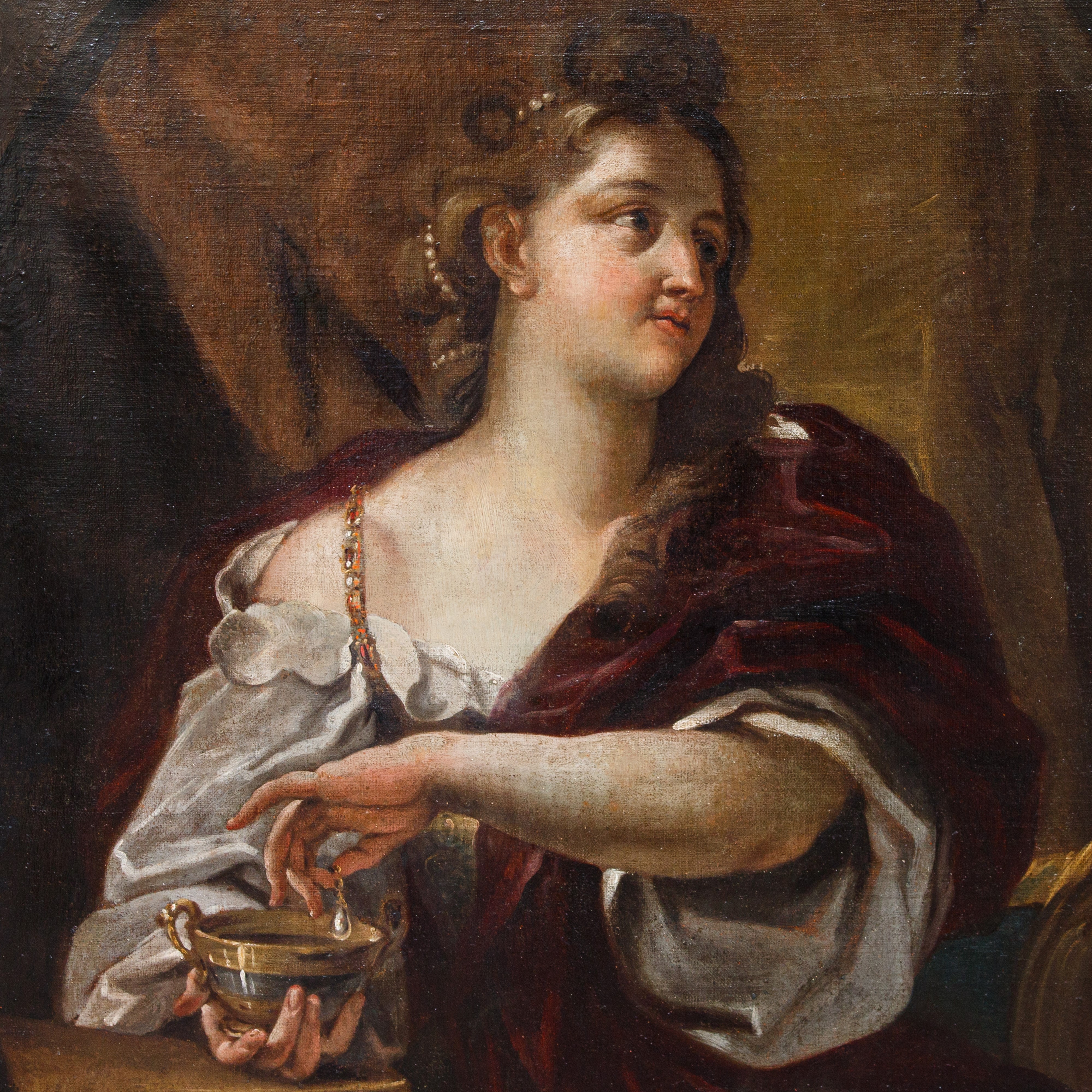 Artista Attivo a Roma, Fine XVII - Inizio XVIII Secolo - Cleopatra Scioglie L'orecchino di Perla ...