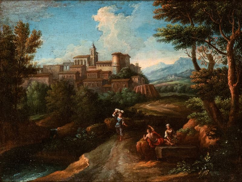 Paesaggio con figure e Grottaferrata sullo sfondo