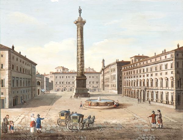 Artista attivo a Roma, XIX secolo - Piazza Colonna in Rome