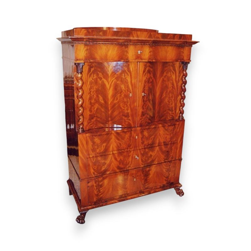Mobile Bar Biedermeier Tedesco in Mogano