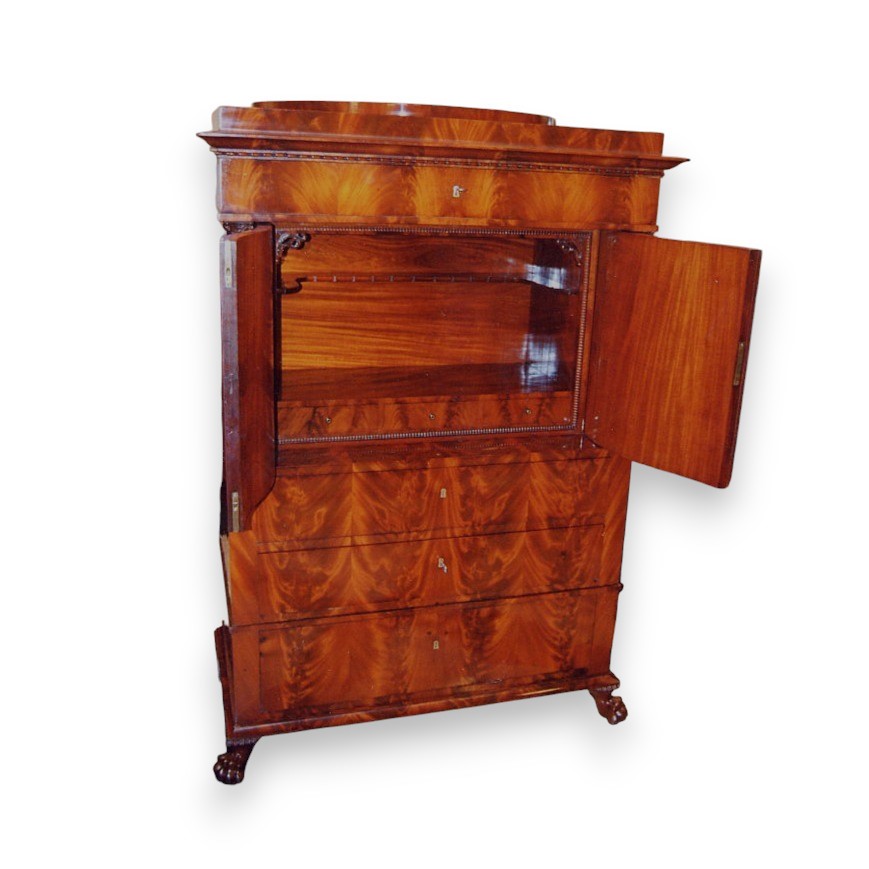 Mobile Bar Biedermeier Tedesco in Mogano