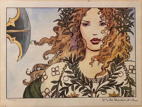 Milo Manara : Ritratto di Miele  - Asta Opere su carta. Stampe, disegni, foto d'epoca - Bertolami Fine Art - Casa d'Aste