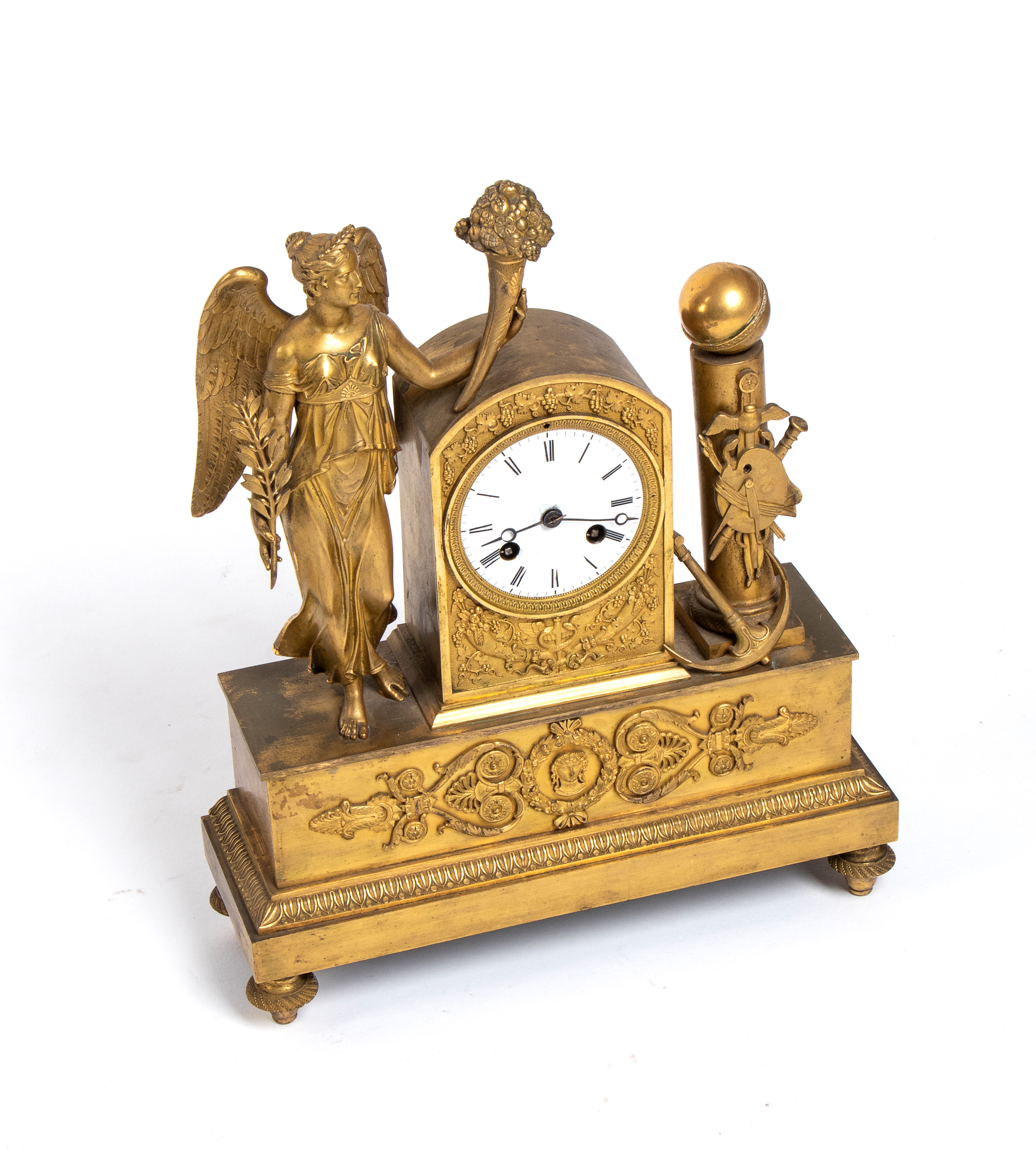 Orologio da Appoggio Impero Francese in Bronzo Dorato