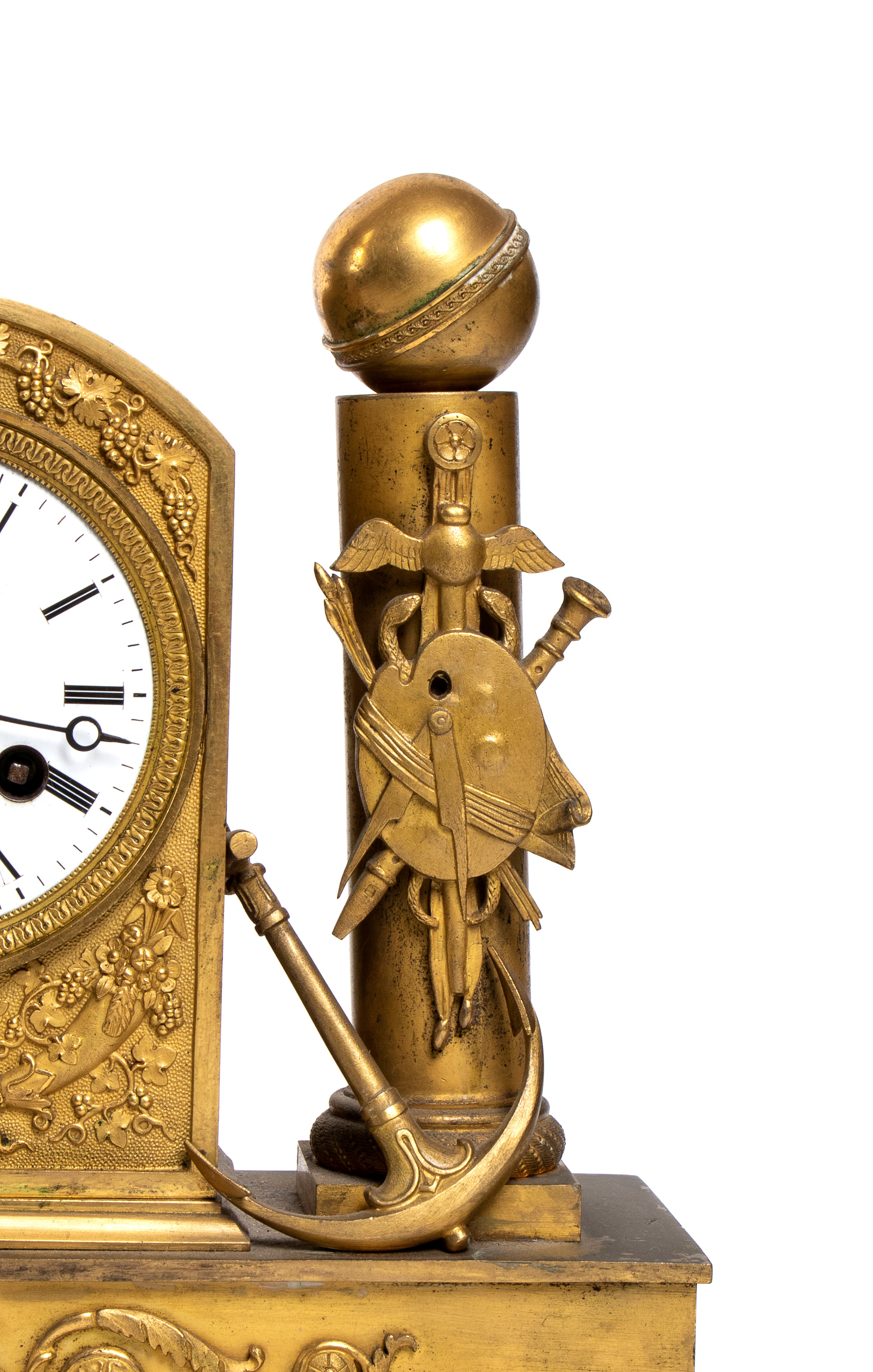 Orologio da Appoggio Impero Francese in Bronzo Dorato