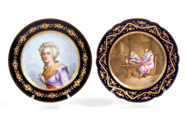 Two French Sevres porcelain plates