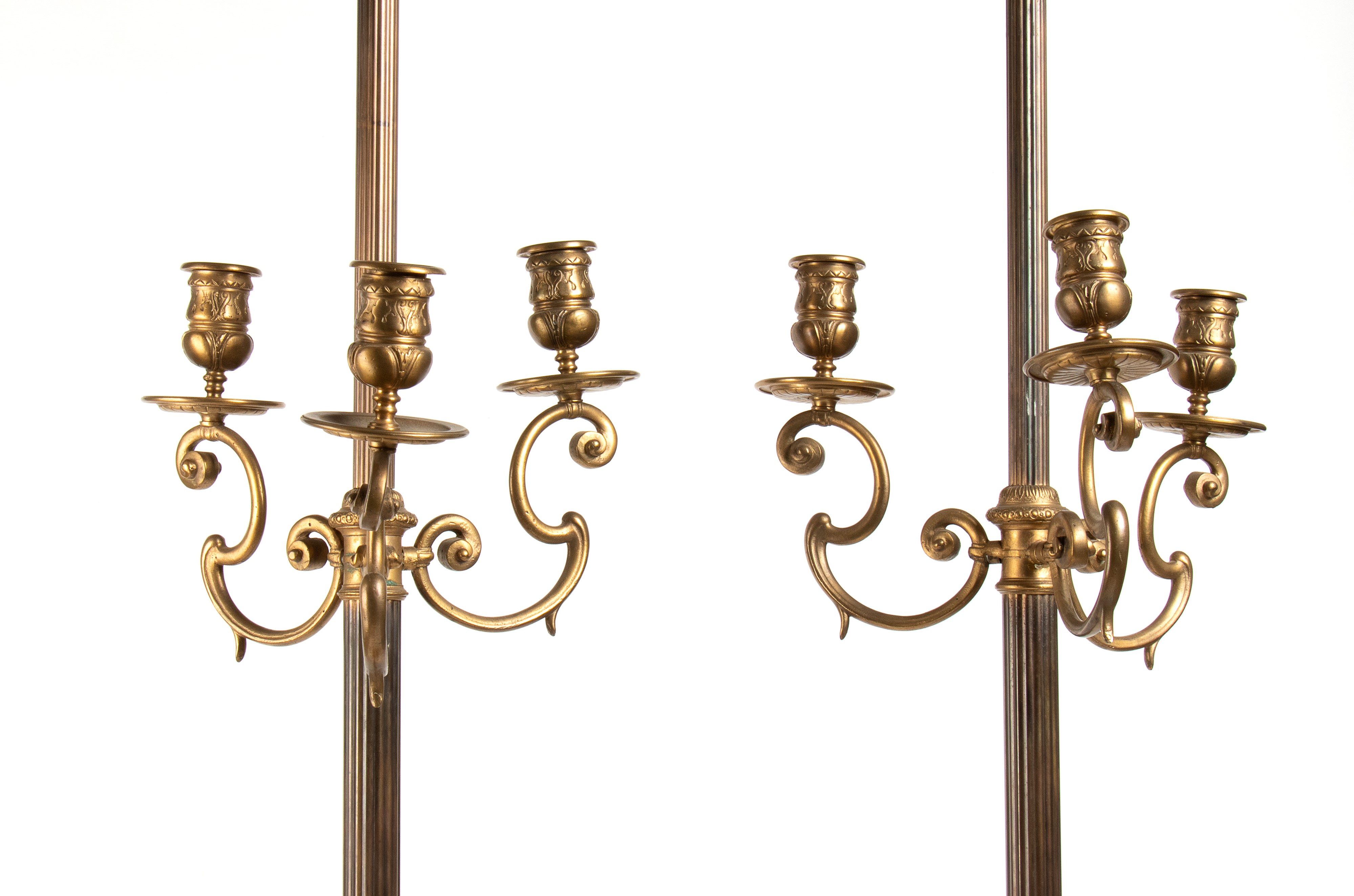 Lampade da terra francesi, Napoleone III, bronzo dorato, XIX secolo