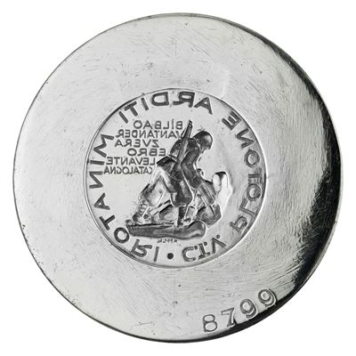 N Plotone Arditi Minatori C.t.V.bilbao Santander Zuera Ebro Levante Catalogna. 62 X 50 MM