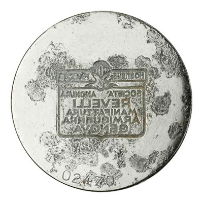 N Hostibus Falce(o-s?) Societa Anonima Revelli Manifattura Armi Guerra Genova. 58 X 47 MM
