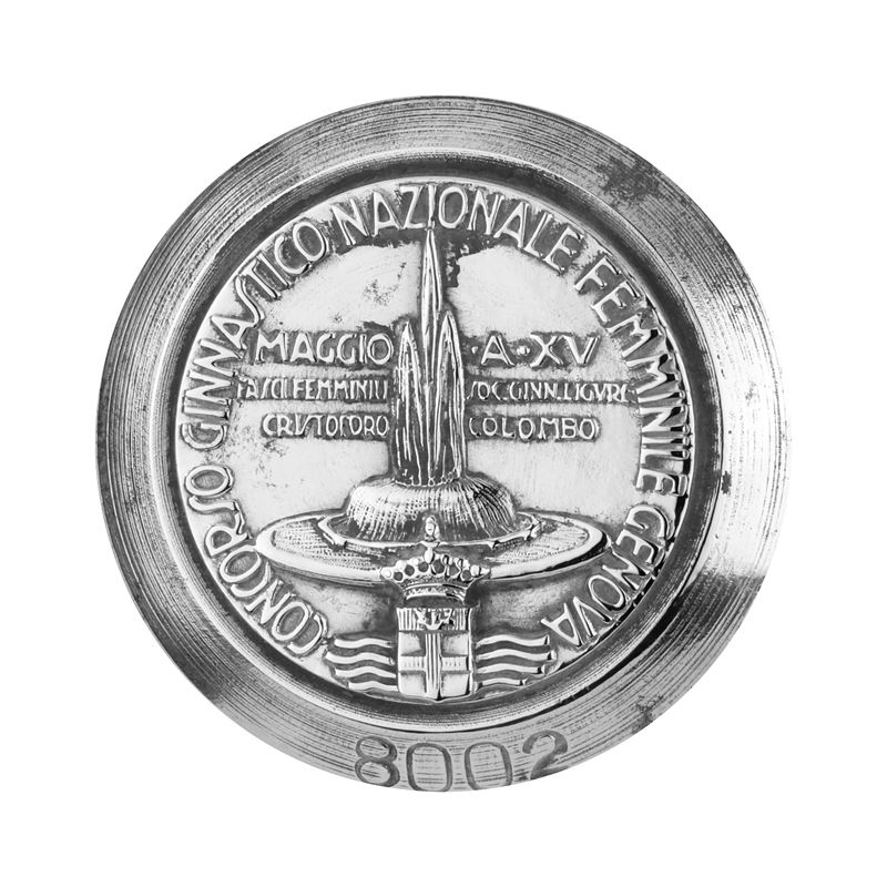 P Concorso Ginnastico Nazionale Femminile 52 x 41 mm Genova Maggio A XV- Fasci Femminili Soc. Gin...