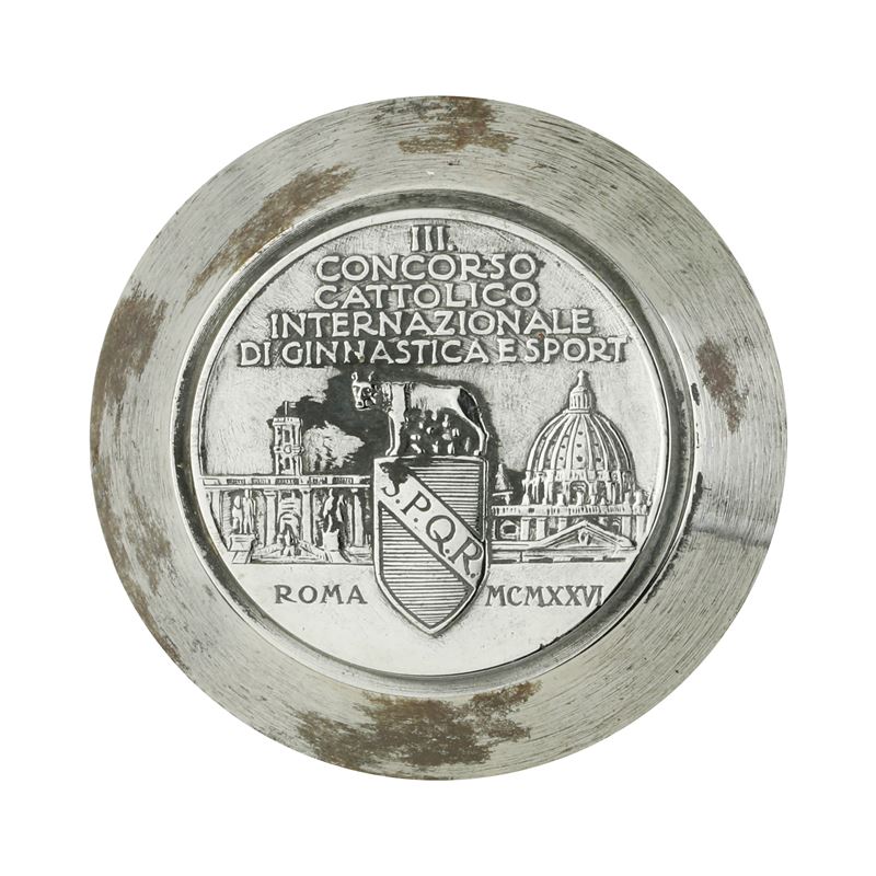 P IIi Concorso cattolico internazionale di ginnastica e sport Roma SPQR MCMXXVI 36 x 34 mm