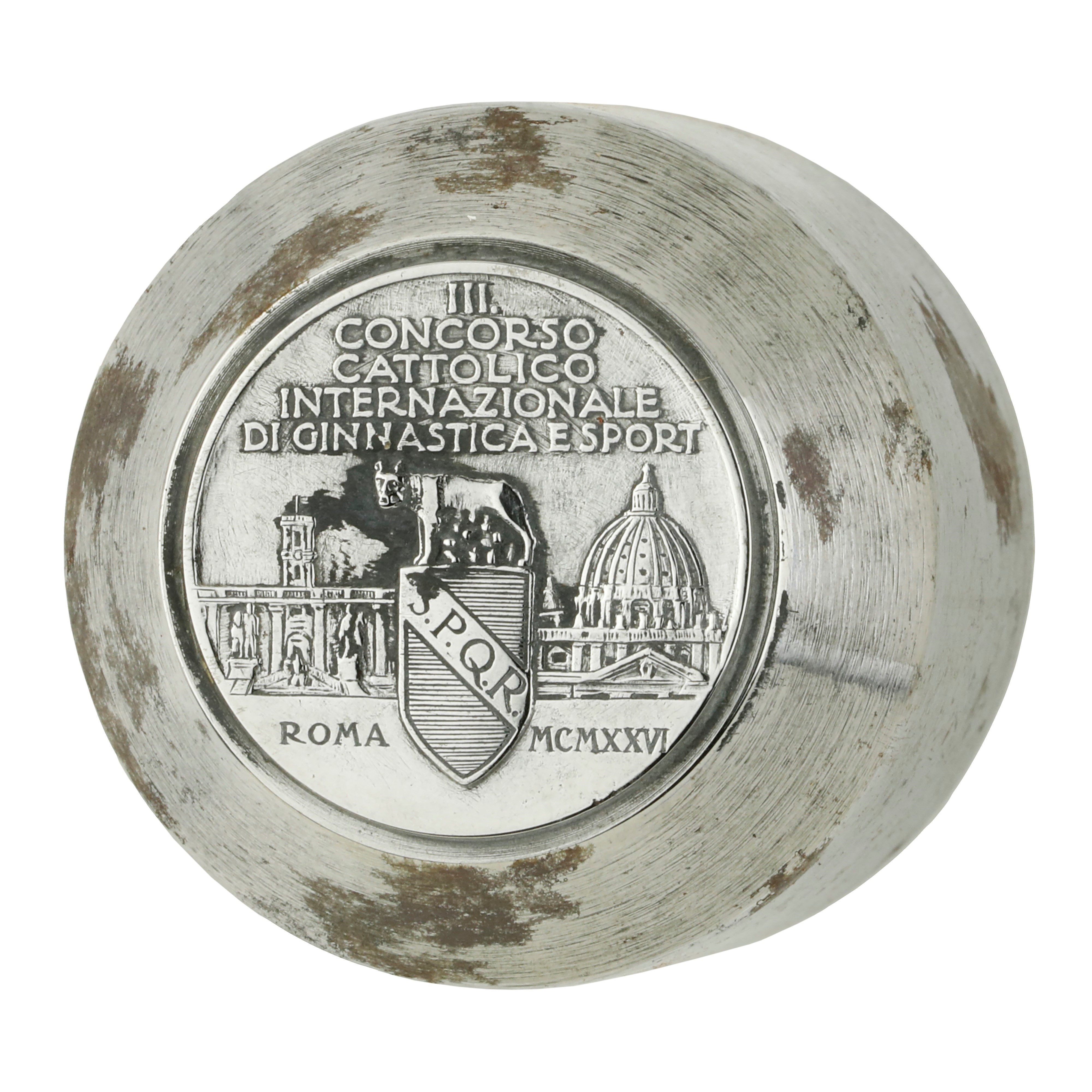 P IIi Concorso cattolico internazionale di ginnastica e sport Roma SPQR MCMXXVI 36 x 34 mm