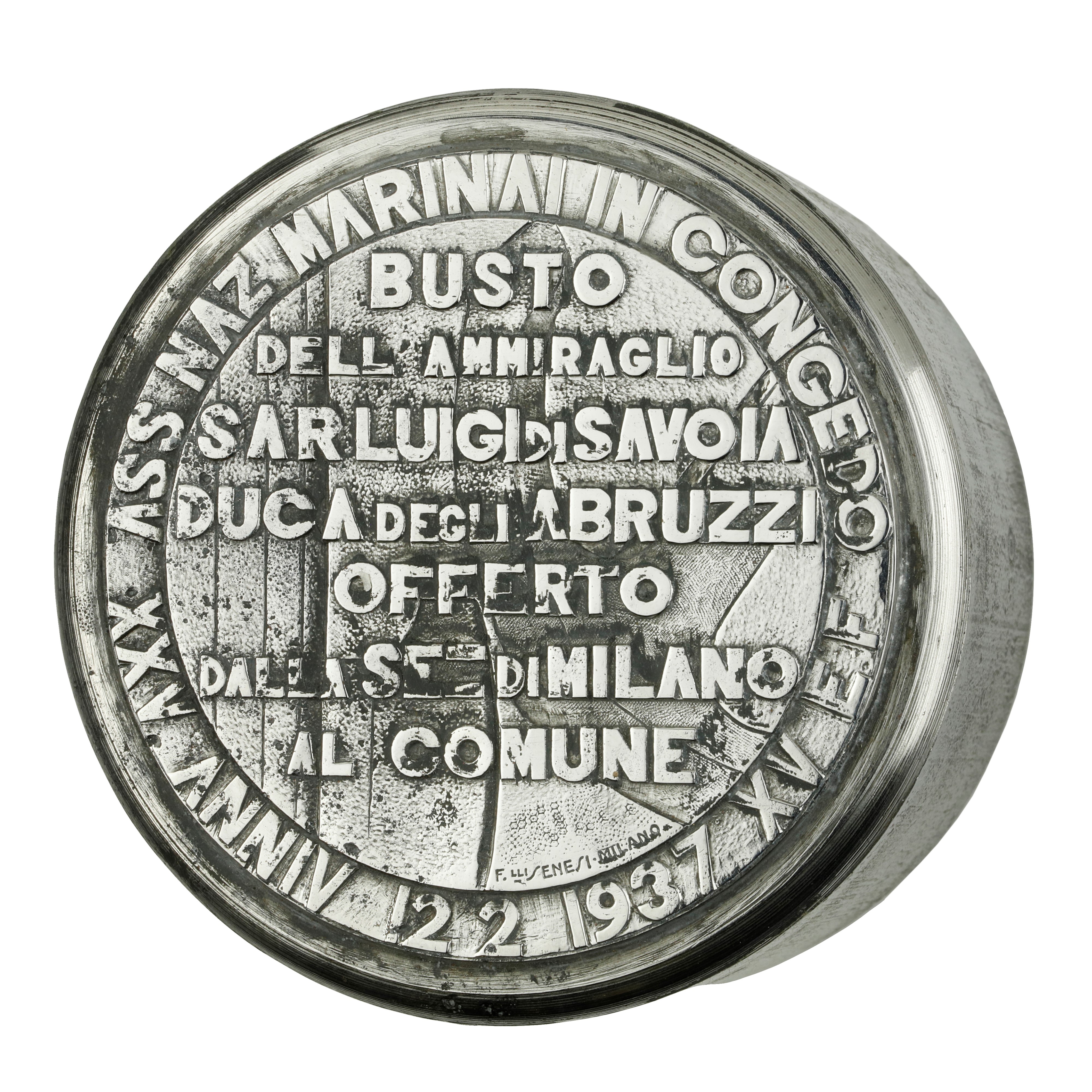 P Ass Naz Marinai in Congedo XXV Anniv 12-2-1937 XV e F Busto Dell'ammiraglio Sar Luigi di Savoia...