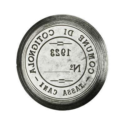 N Comune di Cotignola Tassa Cani 1923 N° 37 X 33 MM