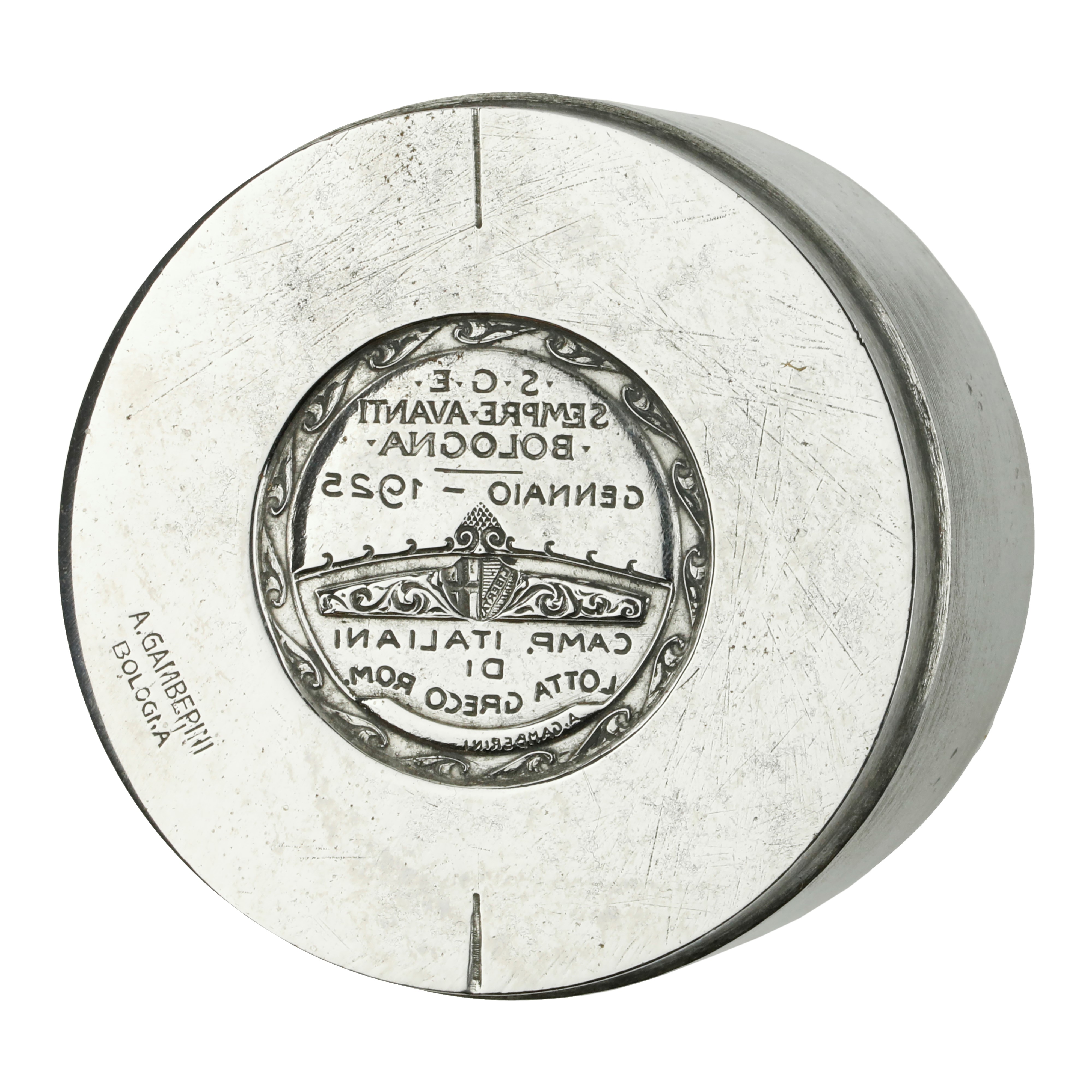 N S.G.E. Sempreavanti Bologna Gennaio 1925 CamP Italiano Lotta Grecoromana 46 x 29 mm