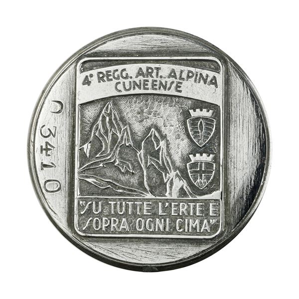 P 4° Regg. Art. Alpina Cuneense "Su Tutte L'Erte E Sopra Ogni Cima" 47 x 39 mm