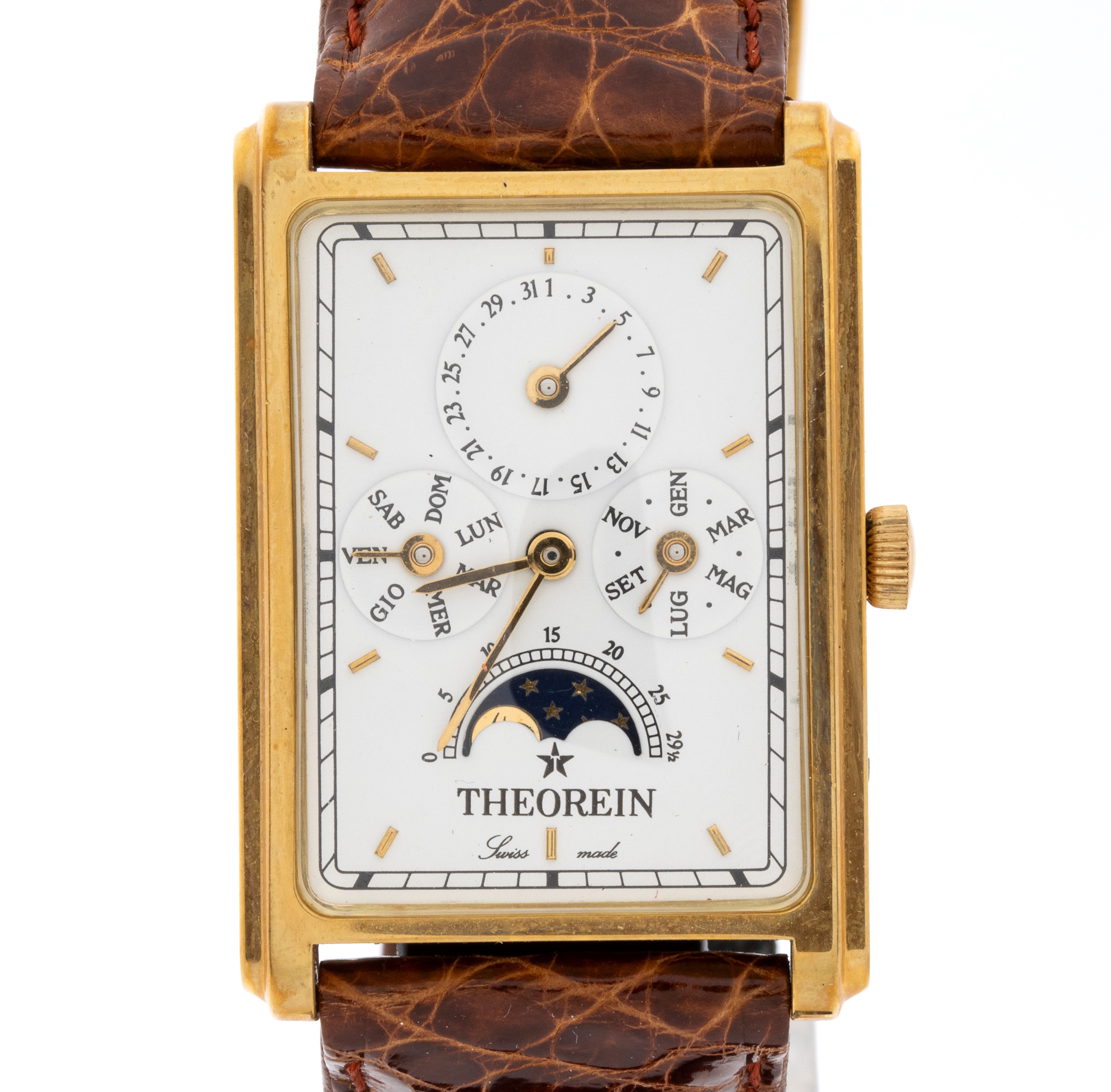 Theorein Kelek - Orologio da polso in oro con calendario completo (anni ’90)