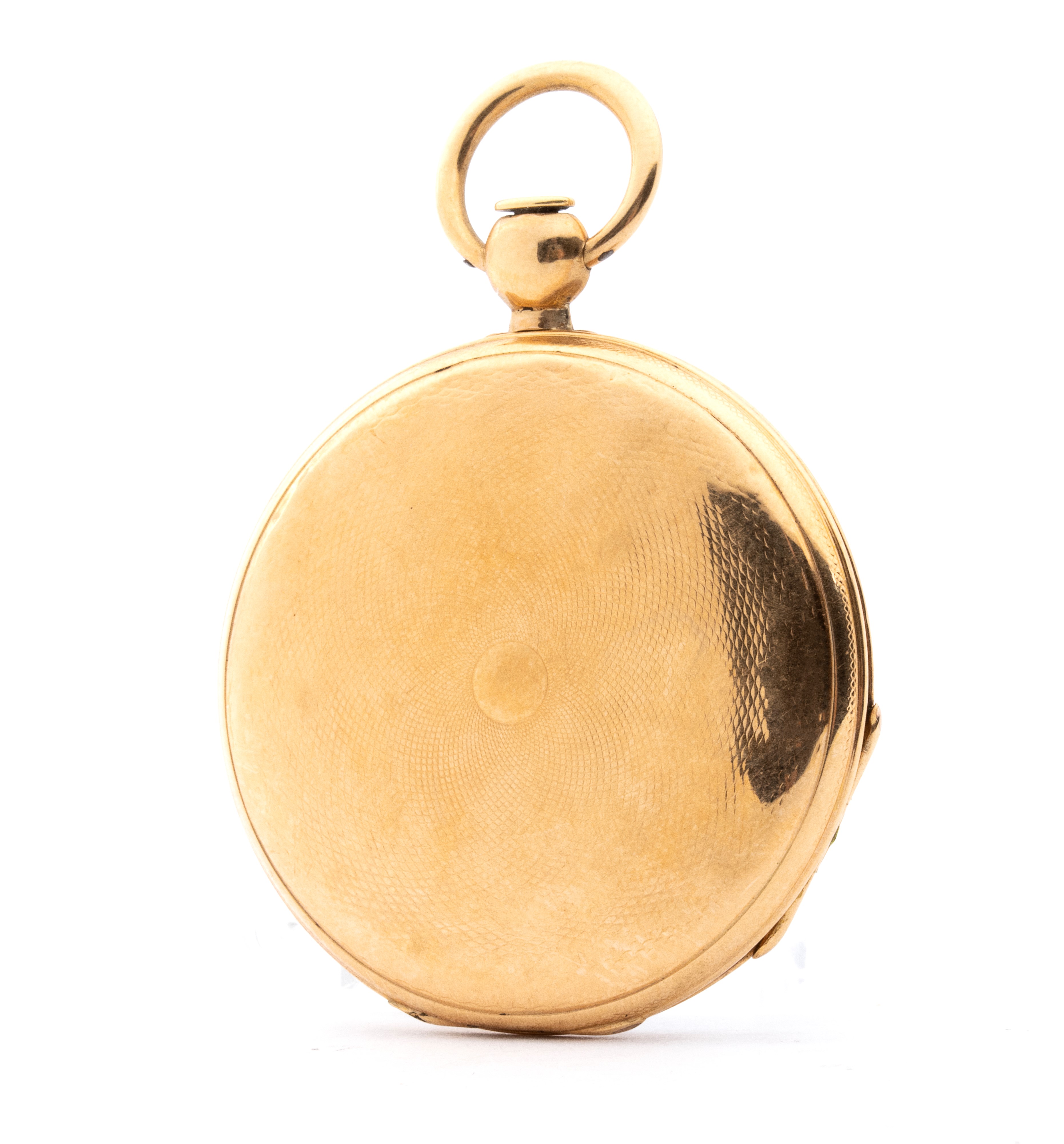 Orologio da tasca, cassa in oro, movimento meccanico a cilindro con carica a rimessa