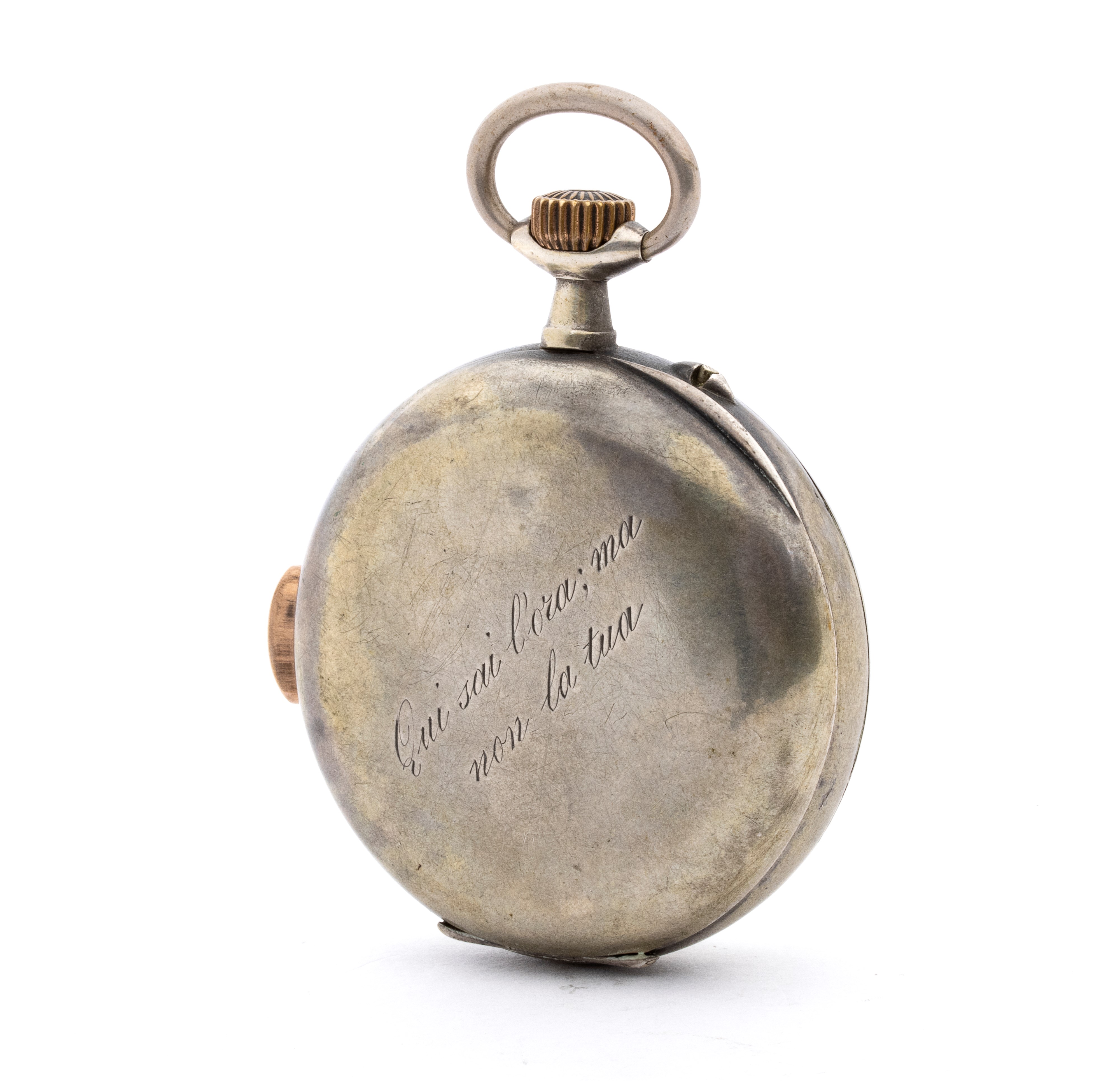 Orologio da tasca in argento con quadrante bianco, ripetizioni (ora e mezz’ora)