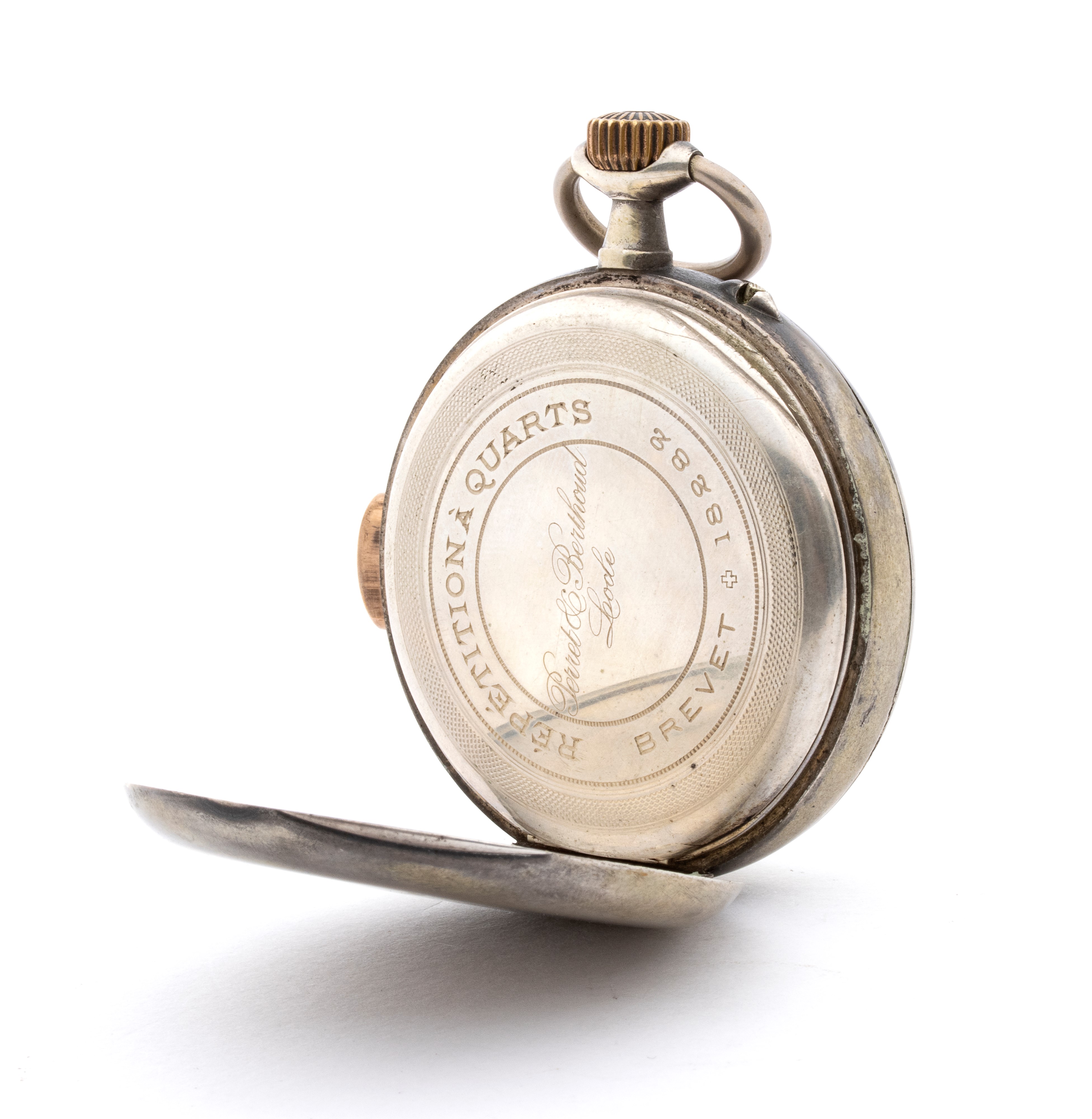 Orologio da tasca in argento con quadrante bianco, ripetizioni (ora e mezz’ora)