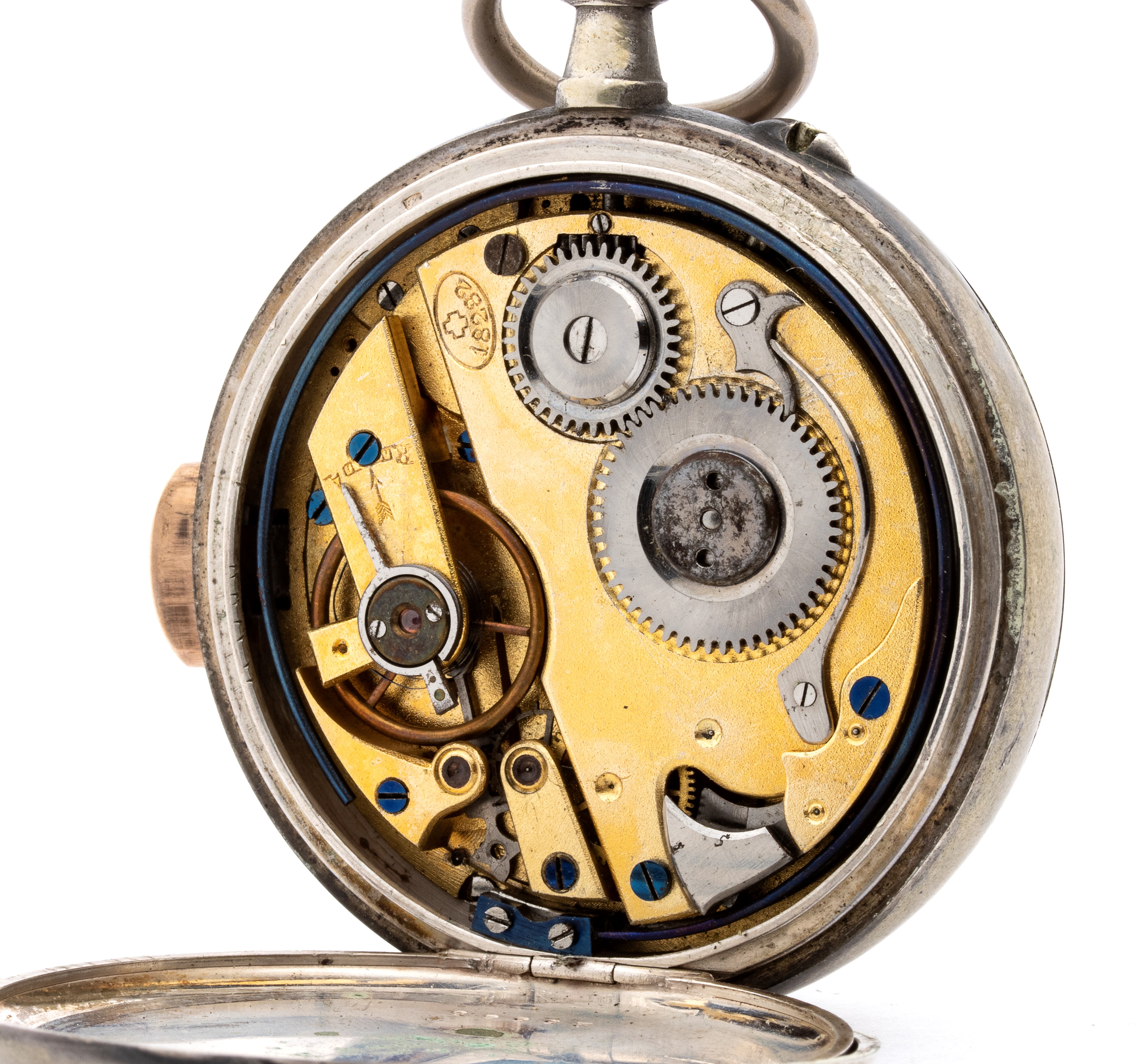 Orologio da tasca in argento con quadrante bianco, ripetizioni (ora e mezz’ora)