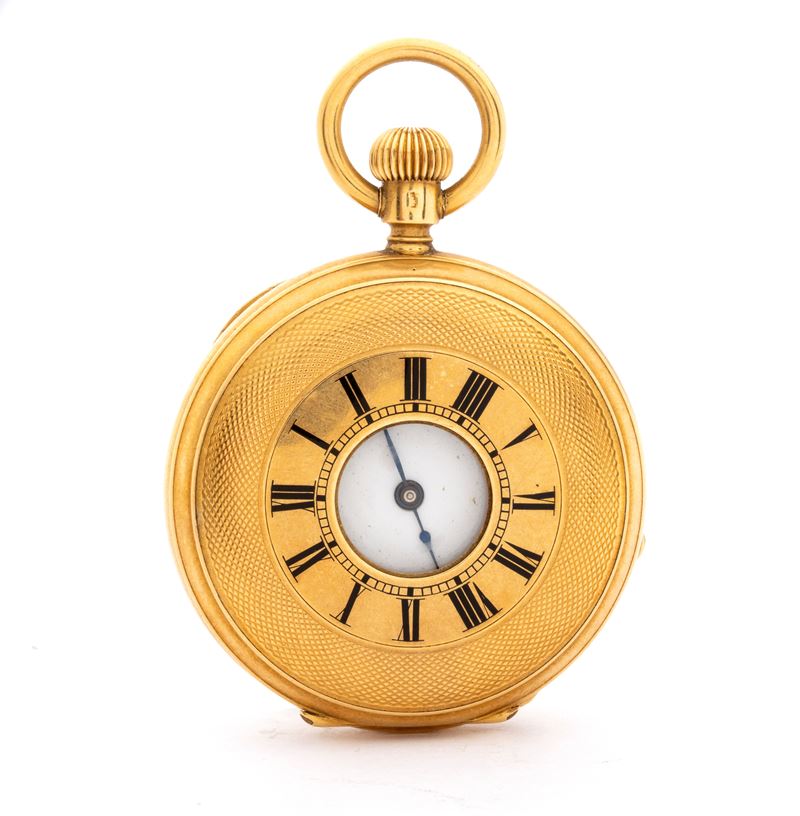Orologio da tasca con tripla cassa in oro 18k, occhio di bue, XIX secolo