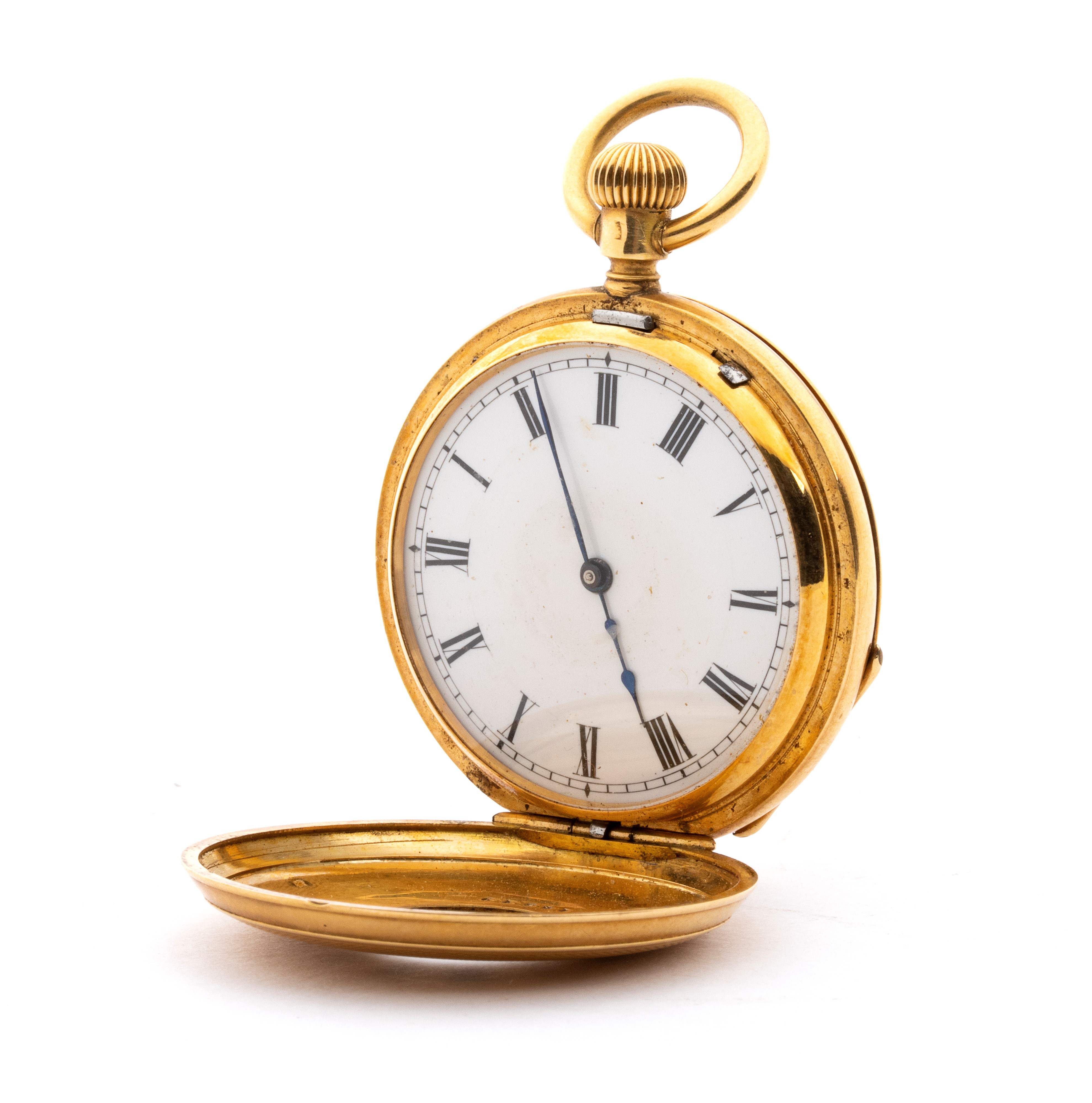 Orologio da tasca con tripla cassa in oro 18k, occhio di bue, XIX secolo