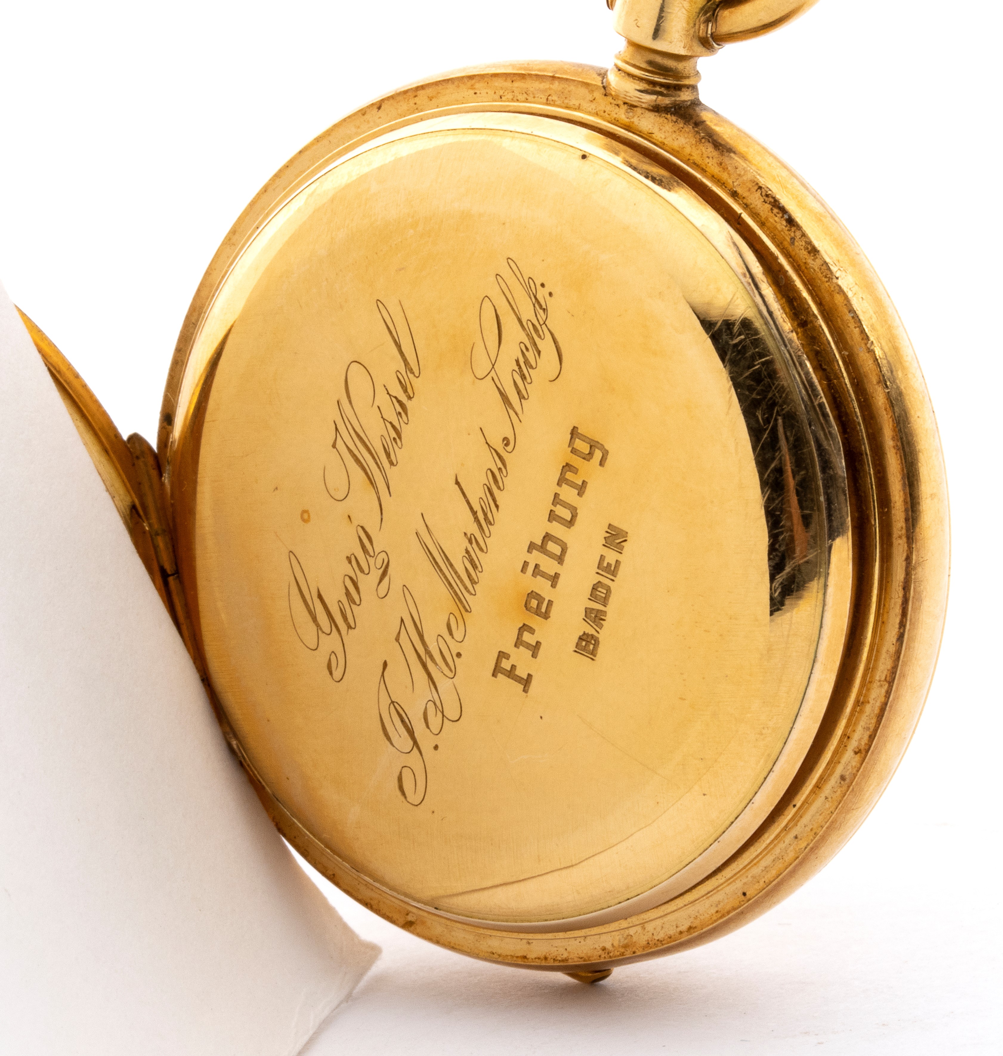 Orologio da tasca con tripla cassa in oro 18k, occhio di bue, XIX secolo