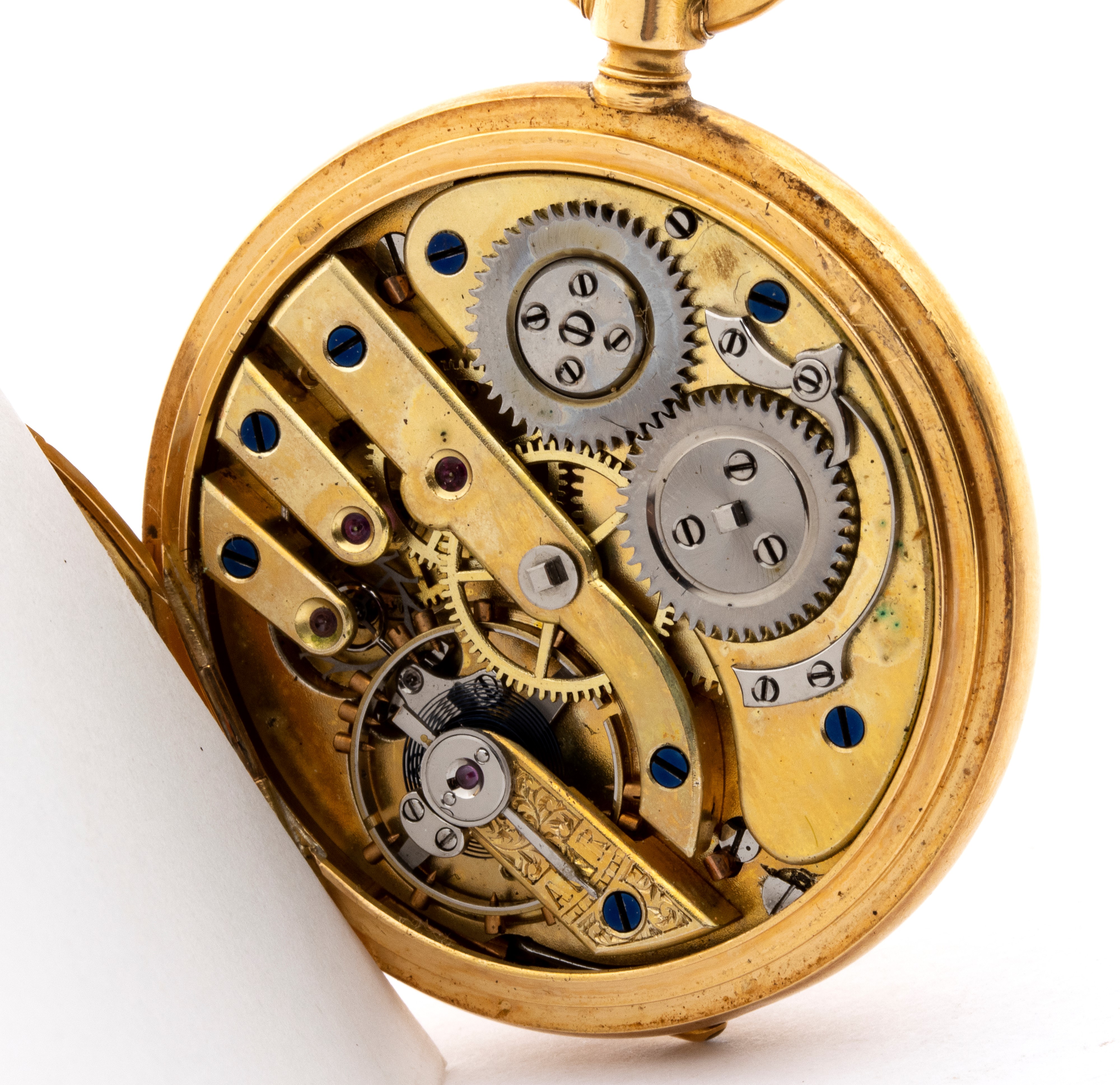 Orologio da tasca con tripla cassa in oro 18k, occhio di bue, XIX secolo