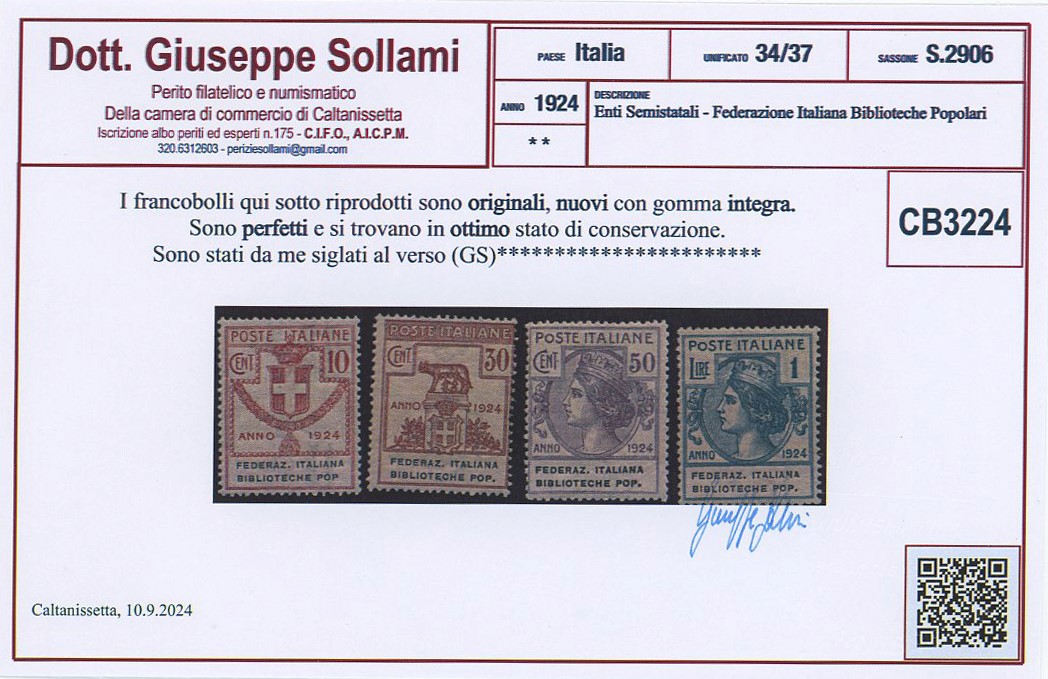 Regno - Enti Parastatali, Fed. Ita. Bibl. Pop. MNH