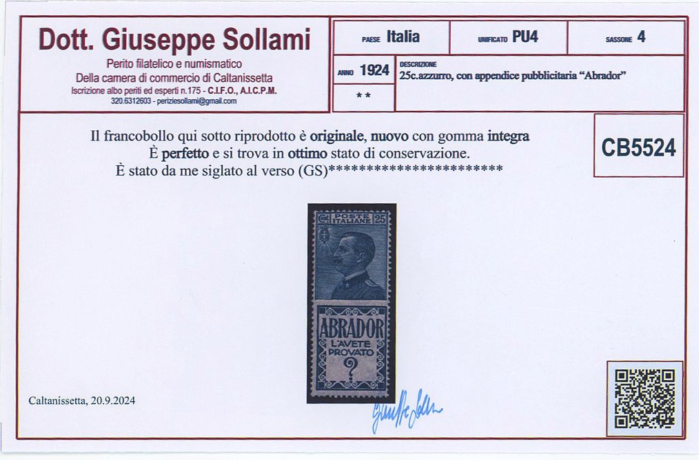 Regno - Pubblicitari, 25 cent. Abrador