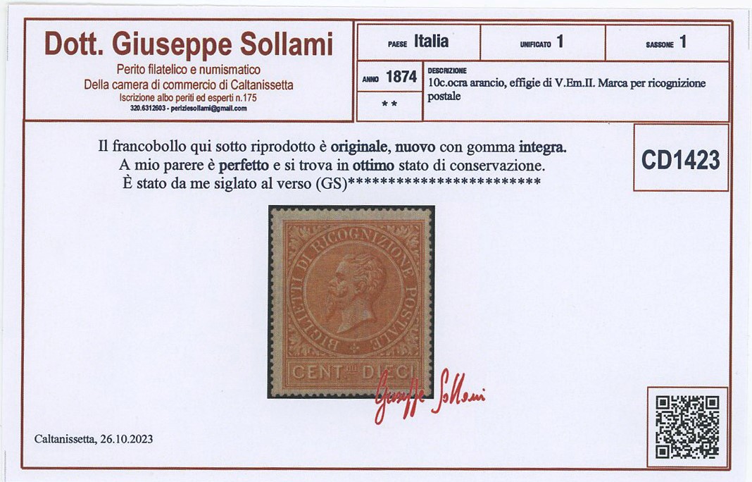 Regno - Ricognizione Postale n.1