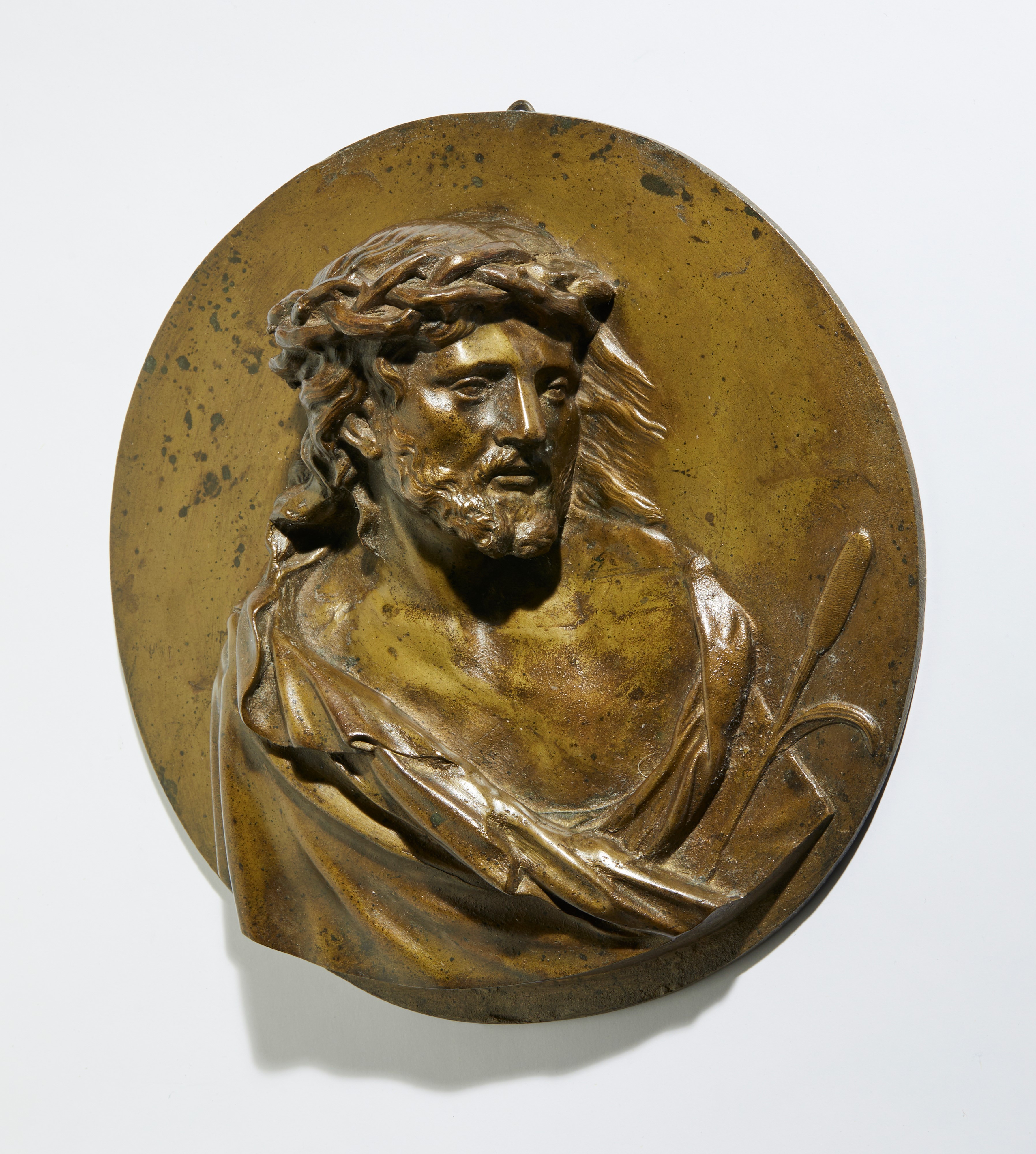 Coppia di altorilievi raffiguranti Gesù e la Vergine