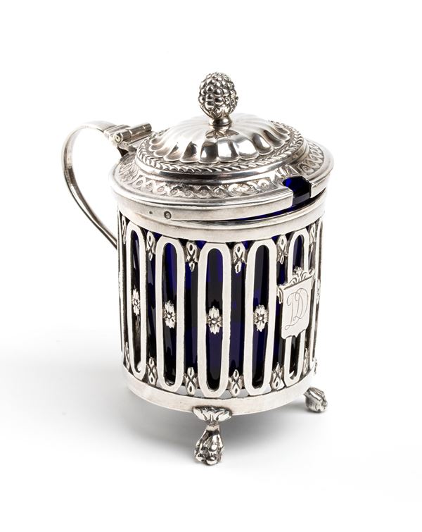French solid silver mustard pot