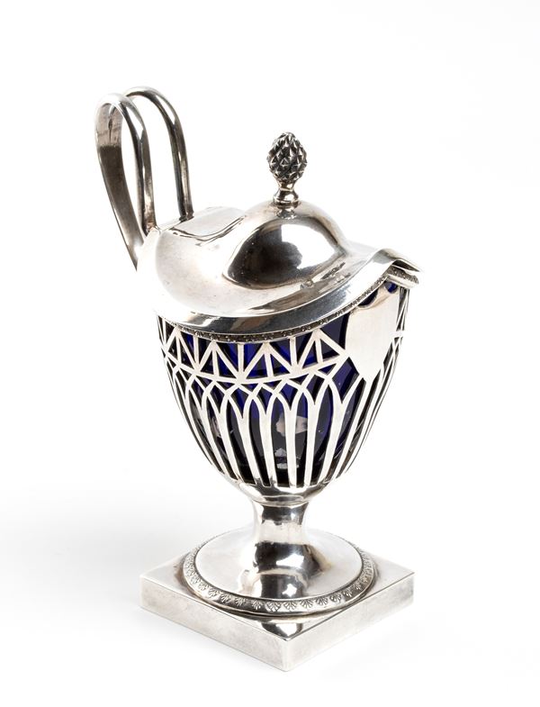 French solid silver mustard pot