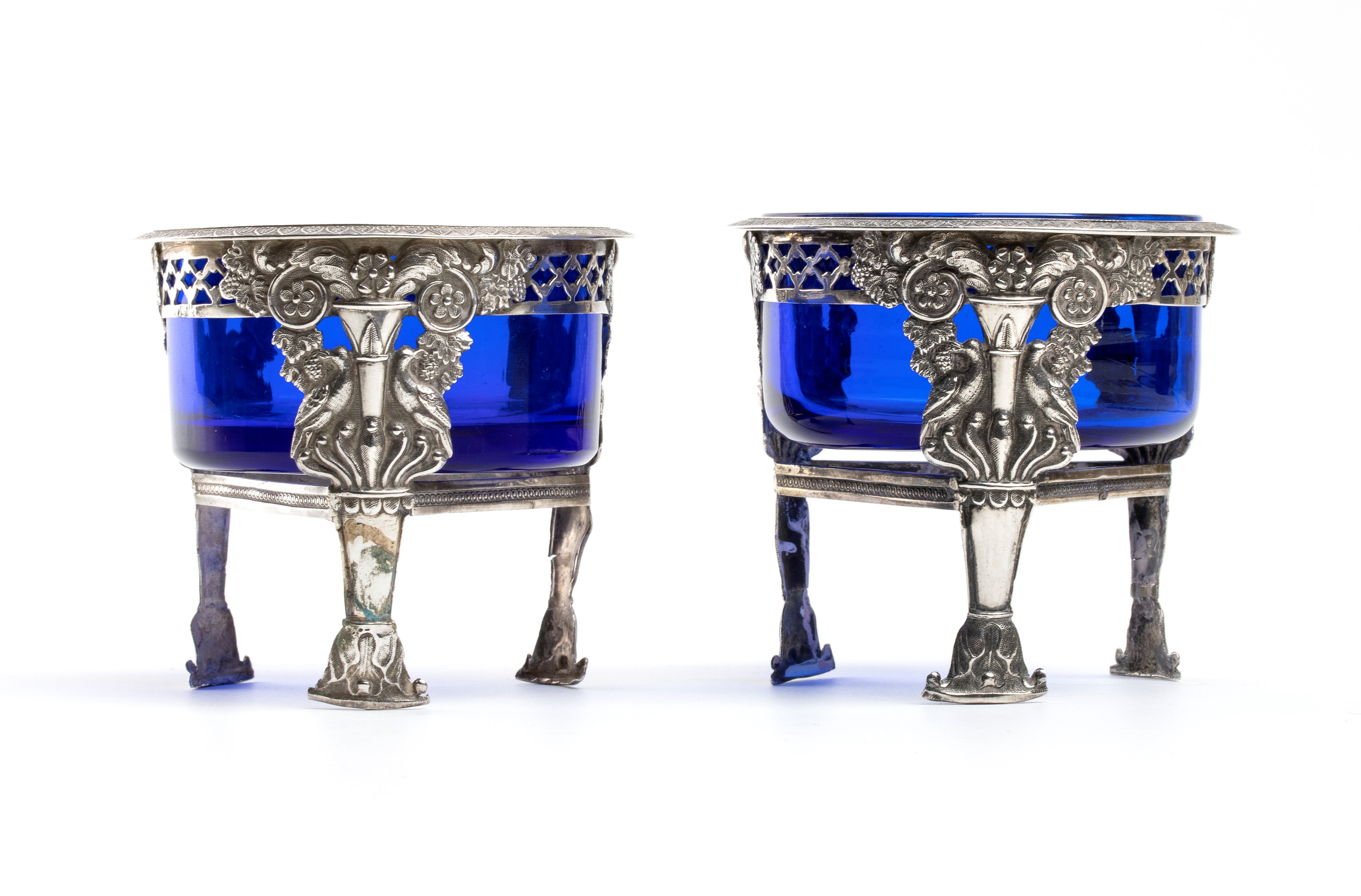 Coppia di saliere belghe in argento