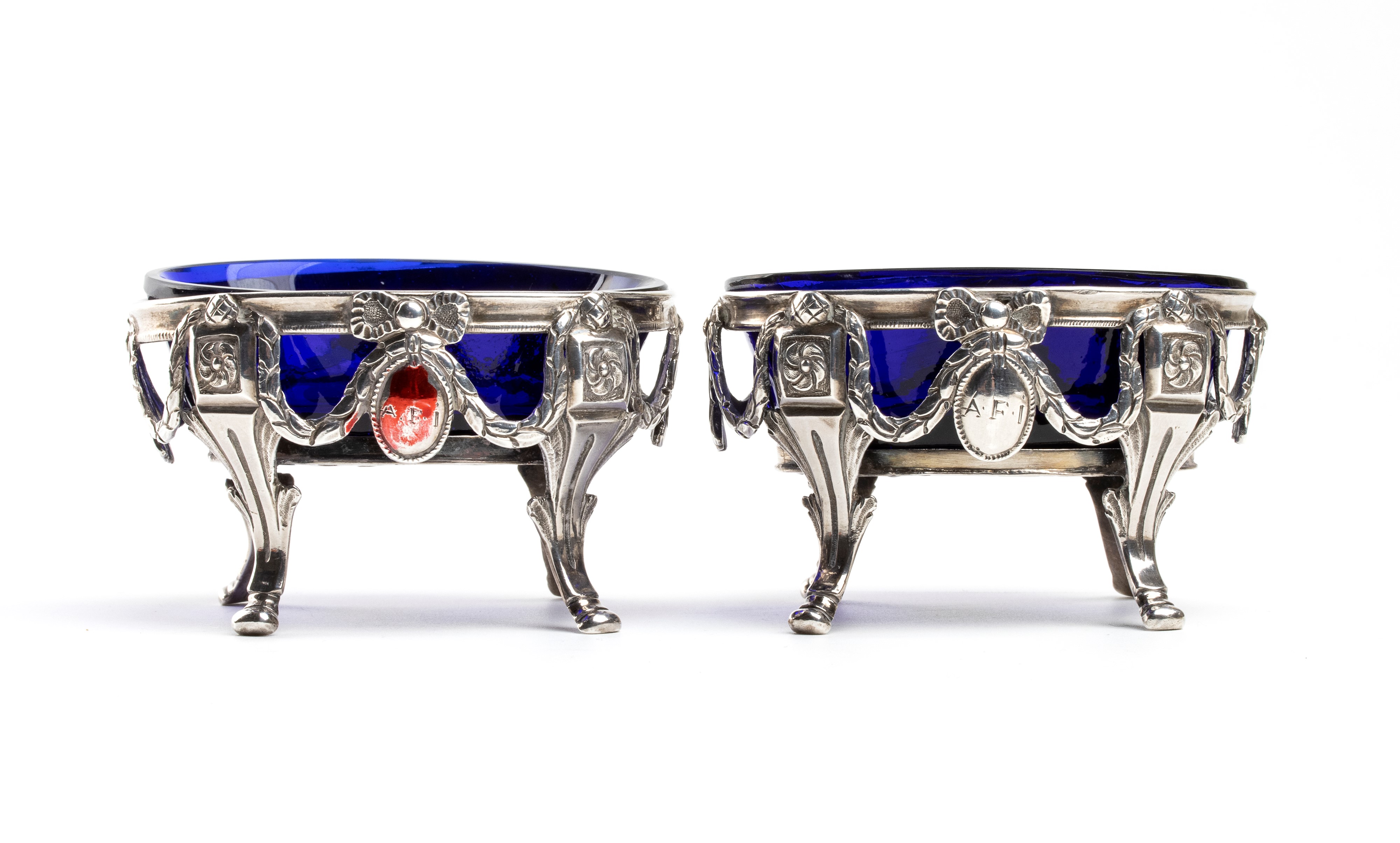 Coppia di saliere francesi in argento