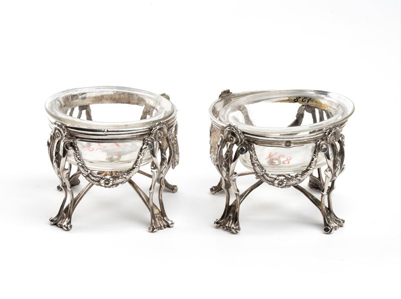 Coppia di saliere francesi in argento