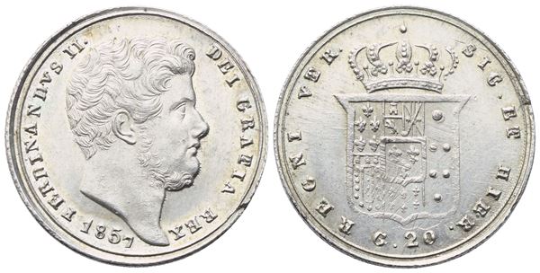 NAPOLI. Regno delle Due Sicilie. Ferdinando II di Borbone (1830-1859). Tarì 1857; Ag (4,57 g; 21,4 mm)